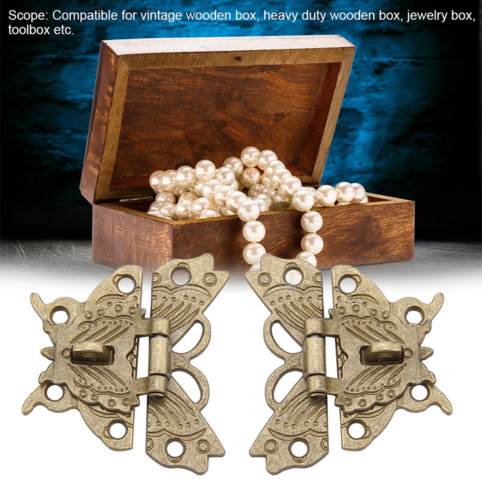 Antique Retro Vintage Decorative Latch Hasp Pad Lock For Wooden Jewelry Box view 3