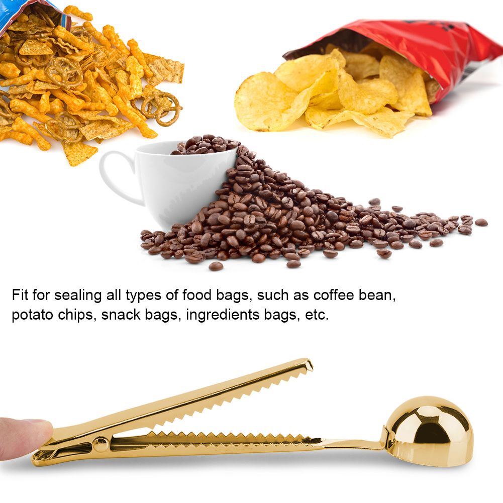 2 in 1 Multifunctional Coffee Spoon Stainless Steel Scoop with Sealing Clamp Clip view 6