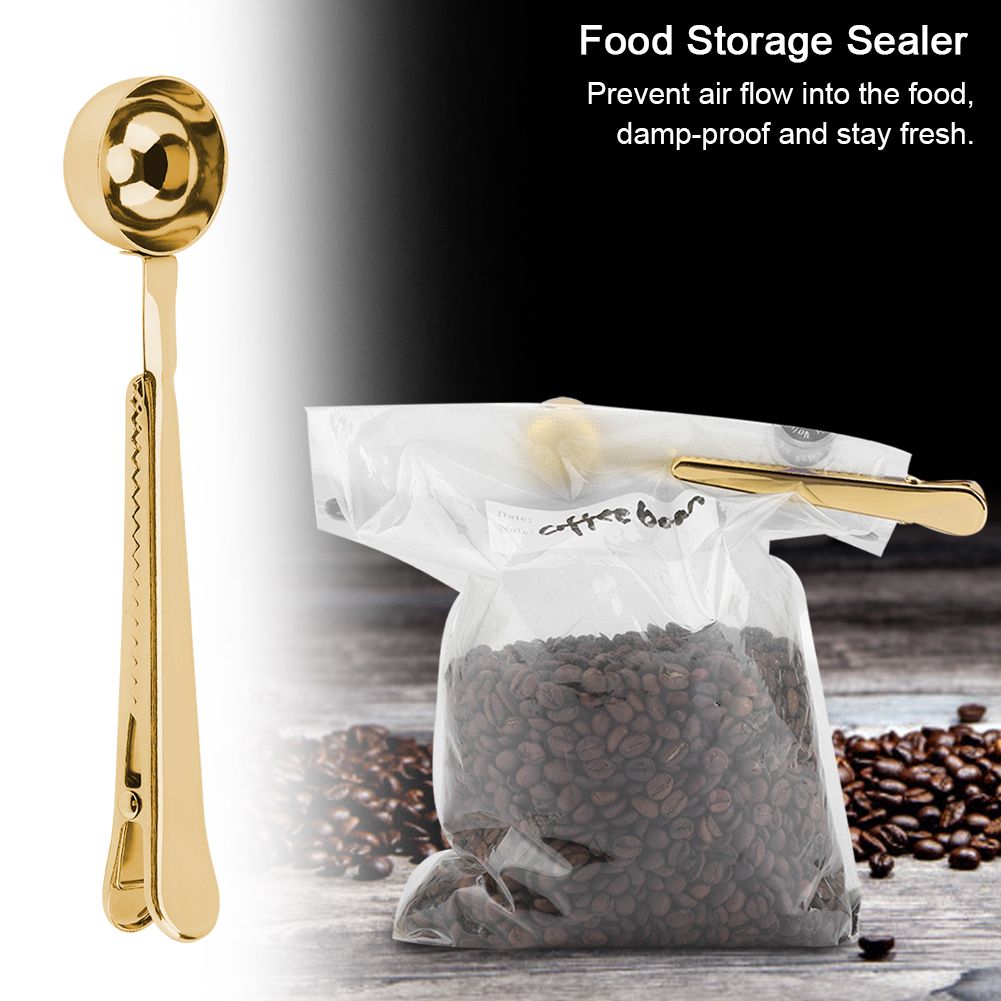 2 in 1 Multifunctional Coffee Spoon Stainless Steel Scoop with Sealing Clamp Clip view 8