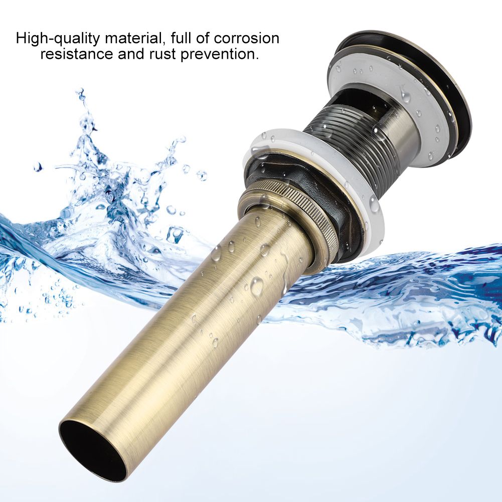 G1 1/4" Brass Bathroom Basin Sink Pop Up Drain Assembly with Over flow (Green view 7