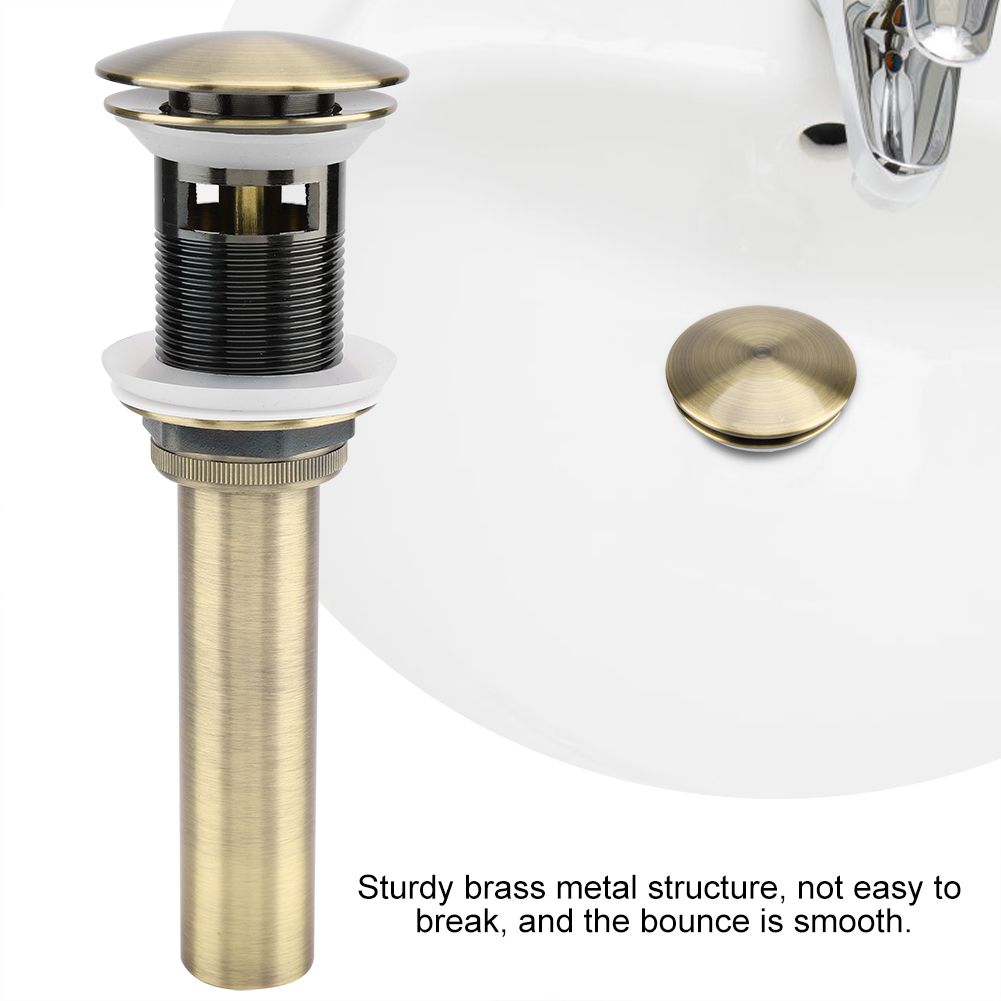 G1 1/4" Brass Bathroom Basin Sink Pop Up Drain Assembly with Over flow (Green view 8