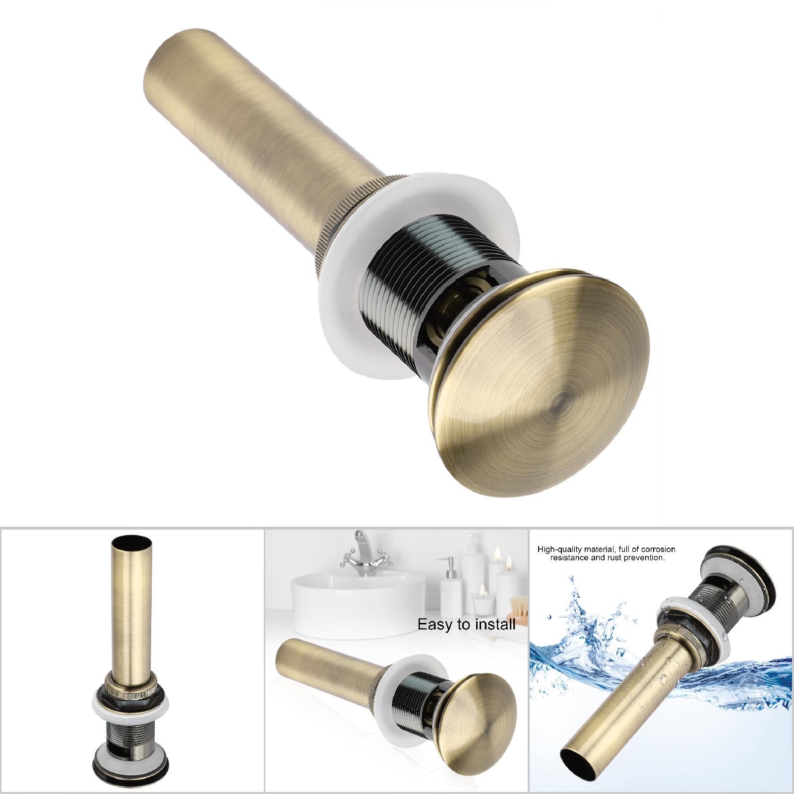 G1 1/4" Brass Bathroom Basin Sink Pop Up Drain Assembly with Over flow (Green view 9