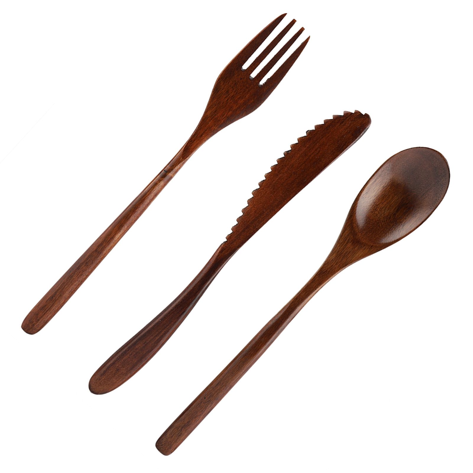 Japanese Style Reusable Bamboo Dinnerware Set Tableware Kit (Knife Fork Spoon view 8
