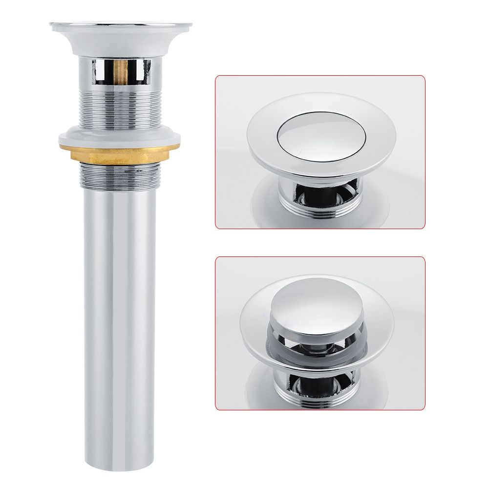 G1-1/4" Brass Bathroom Basin Sink Pop Up Drain Assembly with Overflow (Silver view 9