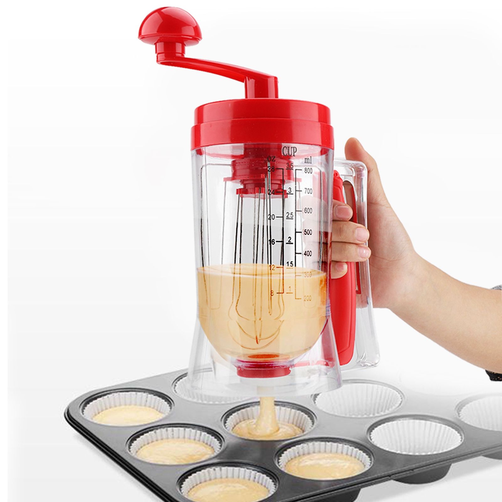 Hand held Manual Pancake Cupcake Batter Mixer Dispenser Blender Machine Baking view 12
