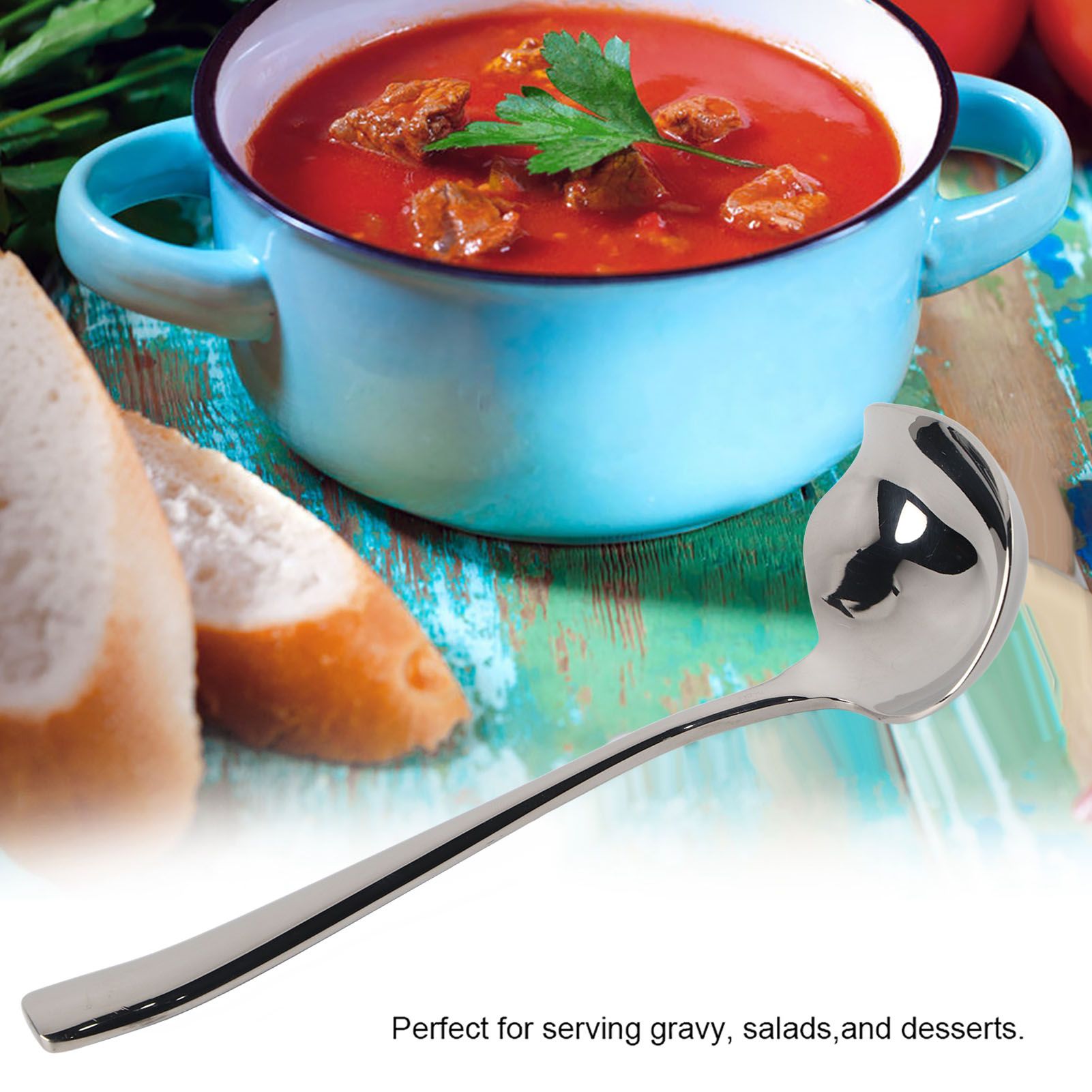 Stainless Steel Sauce Drizzle Spoon with Spout Sugar Spoon Cooking Utensil Tool view 13
