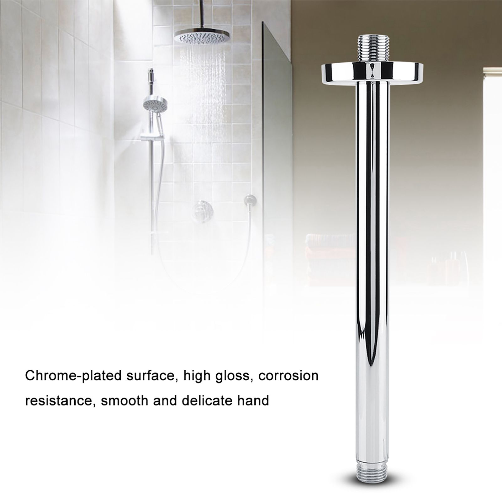 Stainless Steel Round Top Shower Arm Pipe Wall Mount for Bathroom Ceiling view 4