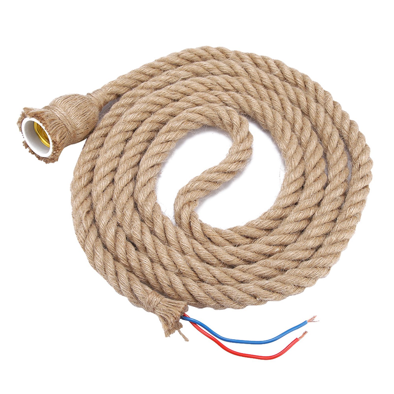 2m E27 Vintage Hemp Rope Ceiling Light Base Pendant Lamp Bulb Holder 85-265V view 6