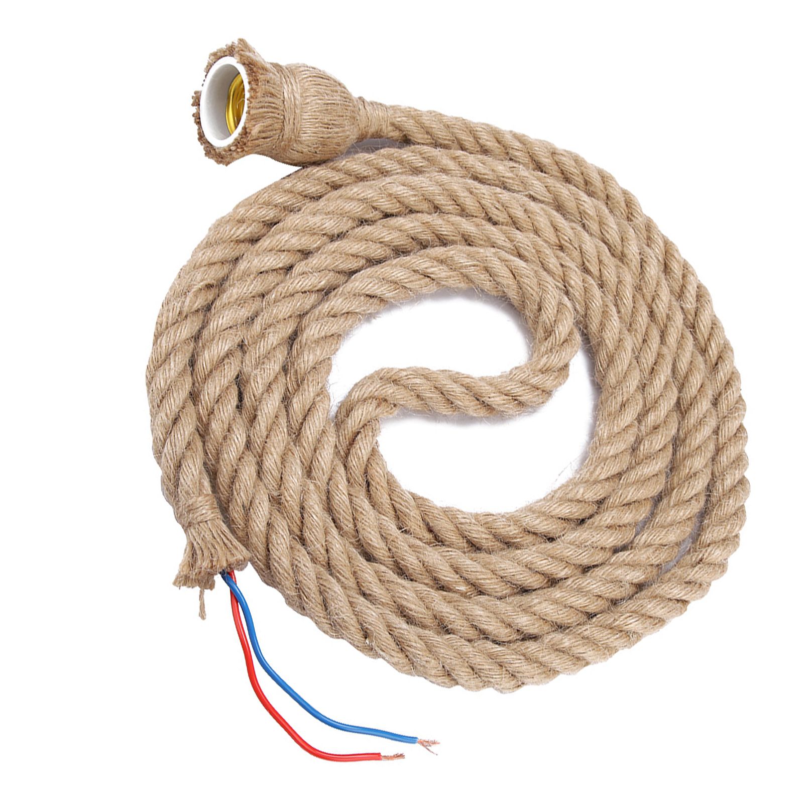 2m E27 Vintage Hemp Rope Ceiling Light Base Pendant Lamp Bulb Holder 85-265V view 7