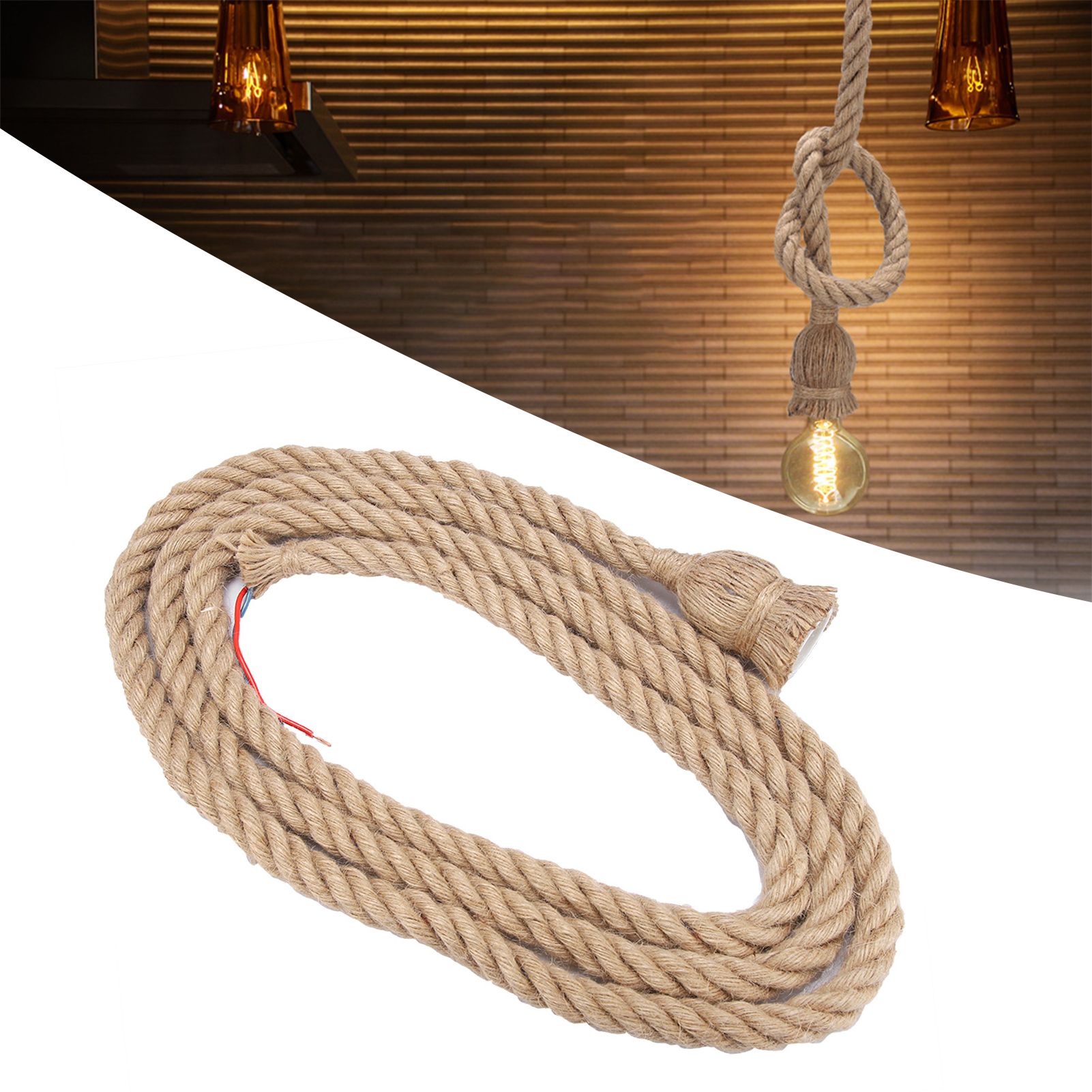 2m E27 Vintage Hemp Rope Ceiling Light Base Pendant Lamp Bulb Holder 85-265V view 12
