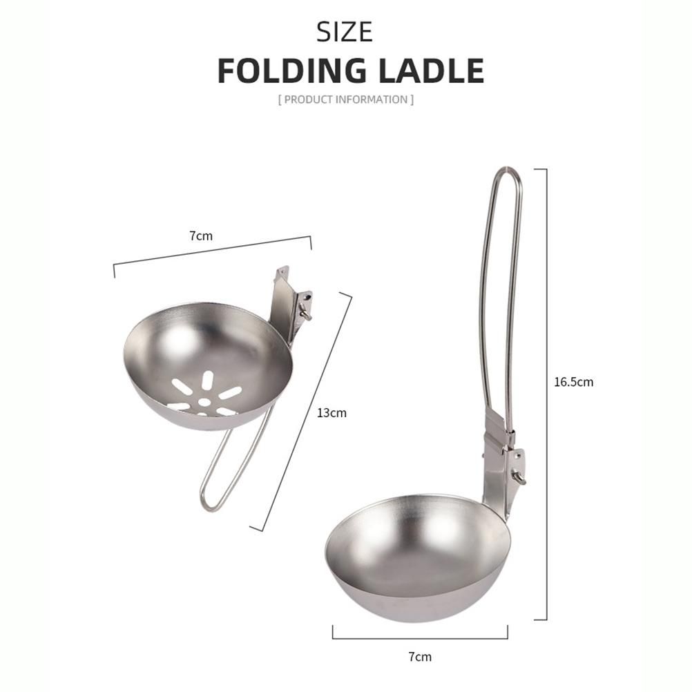 Stainless Steel Slotted Spoon with Folding Handle Kitchen Utensil Cooking view 3