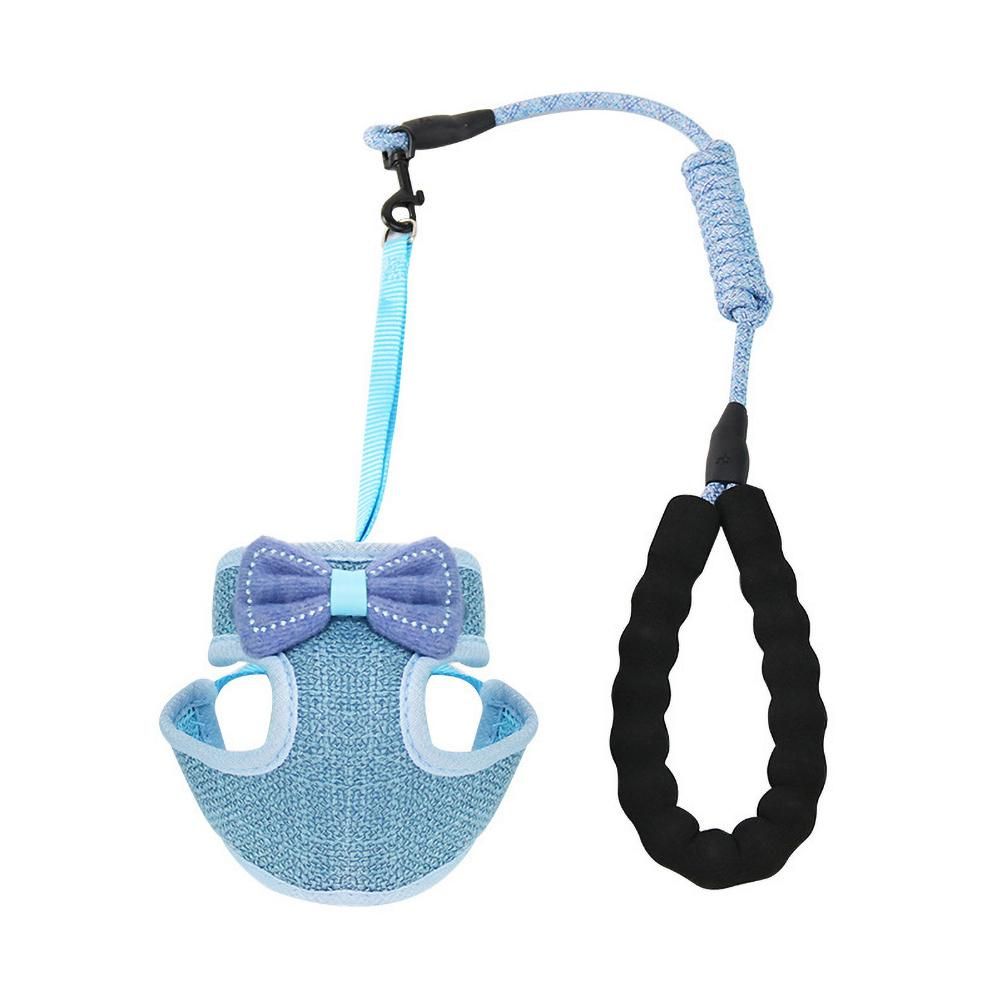 Cat Leash Harness Set Adjustable Bowknot Vest Type Cat Traction Rope Pet Supplies view 2