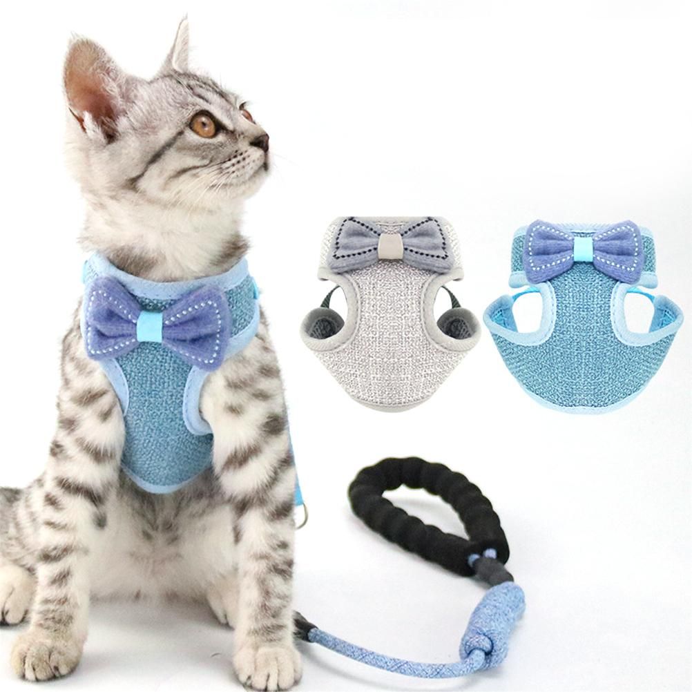 Cat Leash Harness Set Adjustable Bowknot Vest Type Cat Traction Rope Pet Supplies view 7