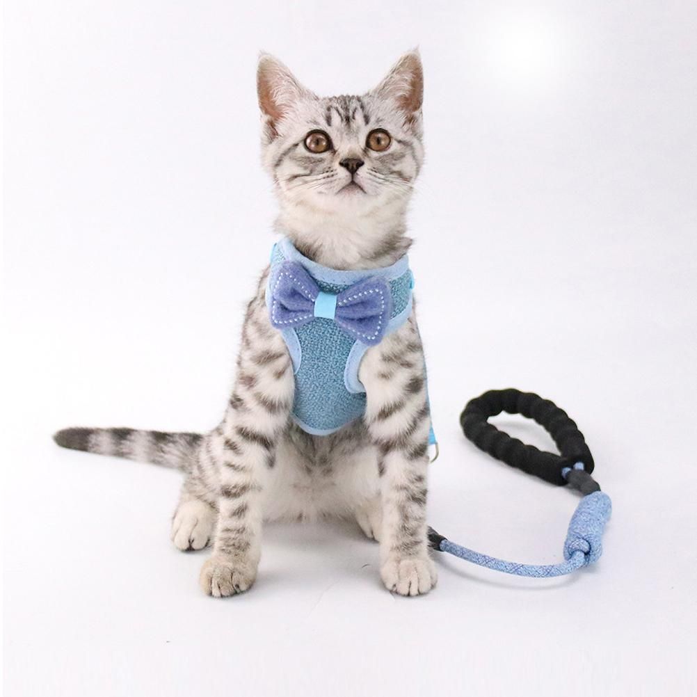 Cat Leash Harness Set Adjustable Bowknot Vest Type Cat Traction Rope Pet Supplies view 8