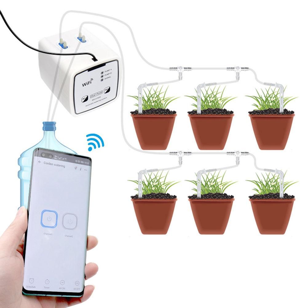 Wifi Double Pump Smart Watering System Smart Self Watering Timer Device Remote view 2