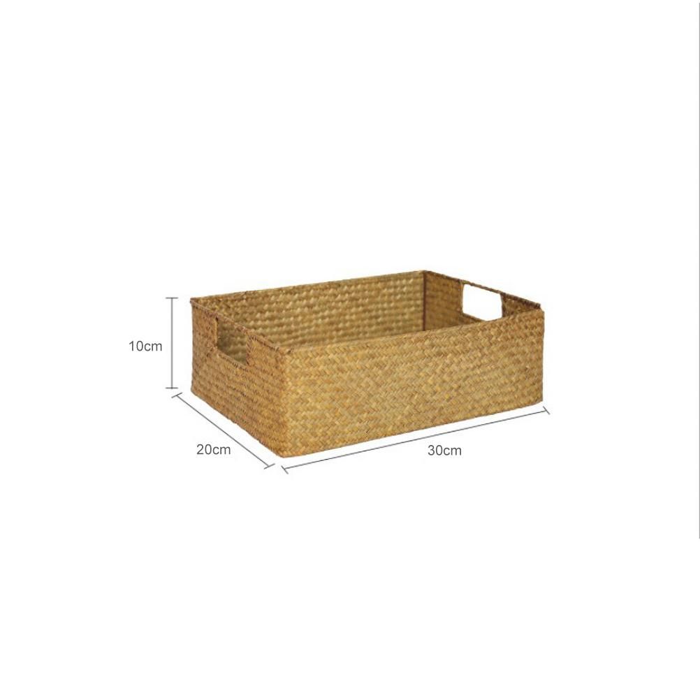 Handmade Seaweed Storage Basket Woven Storage Box with Handle for Home Kitchen — image 1
