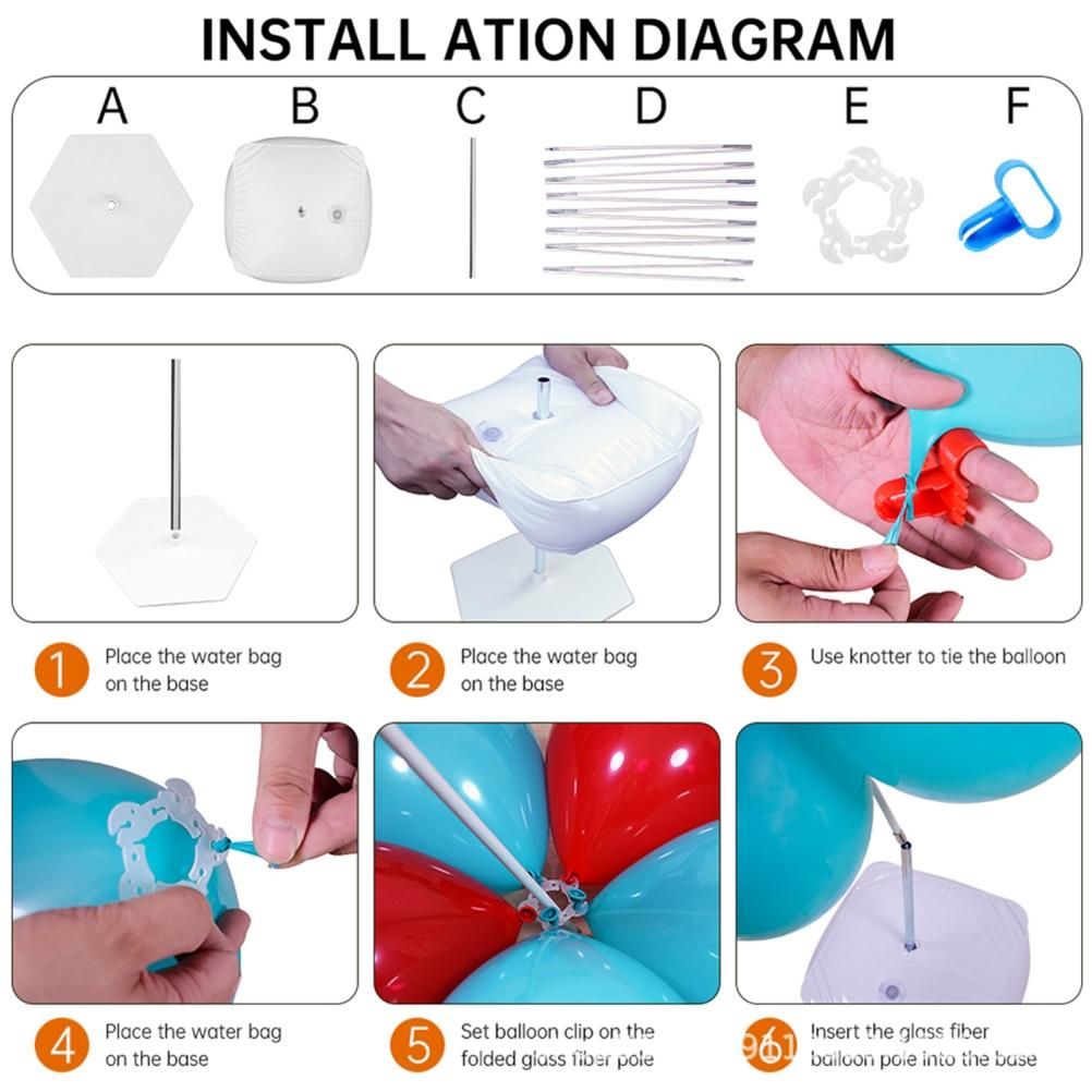 Balloon Arch Holder Kit Water Bag Hexagonal Base Steel Pipe 15 Section Fiber view 3