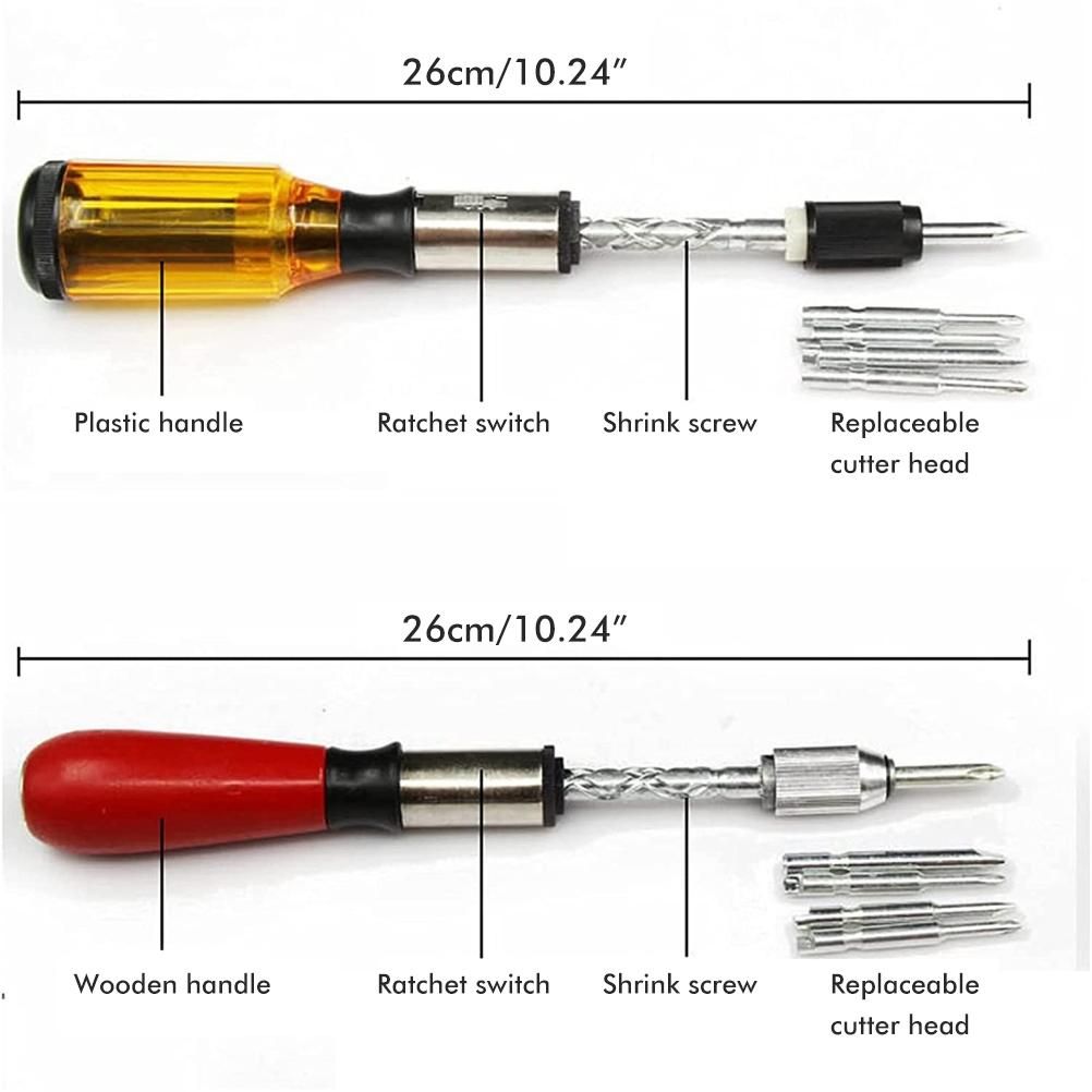 Push Pull Ratchet Screwdriver Adjustment Spiral Ratchet Screwdriver with 5 — image 1