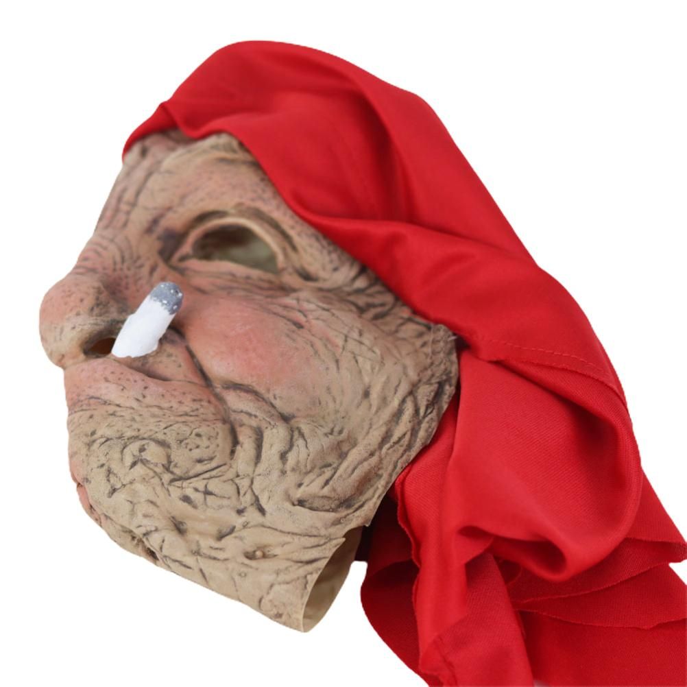 Halloween Horror Headgear Old Lady Face Cover Latex Head Wear for Halloween view 5