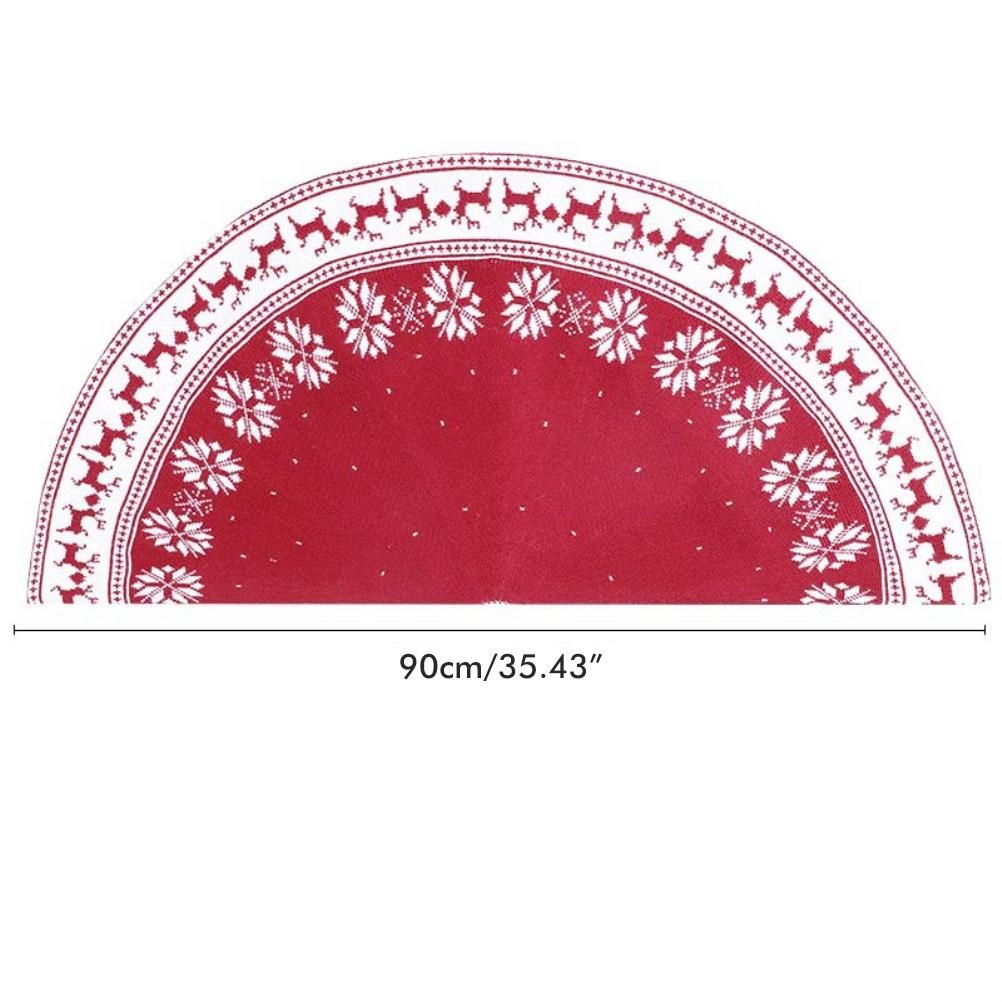 Festival Tree Skirt Knitted Tree Skirt Apron Snowflake Deer for Gift Holidays 90cm view 6