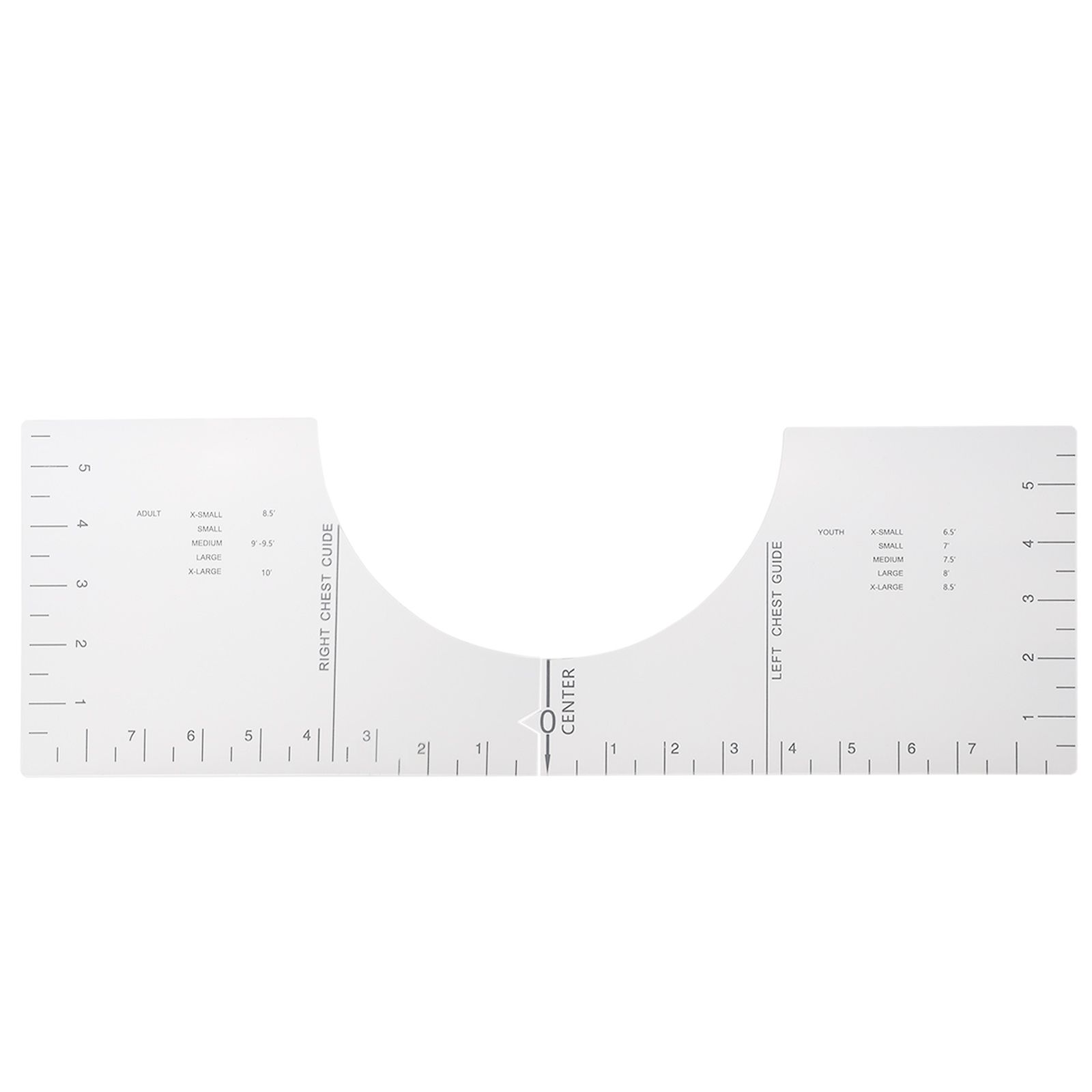 T Shirt Ruler Round Collar Guide Centering Alignment Tool Acrylic Foldable view 3