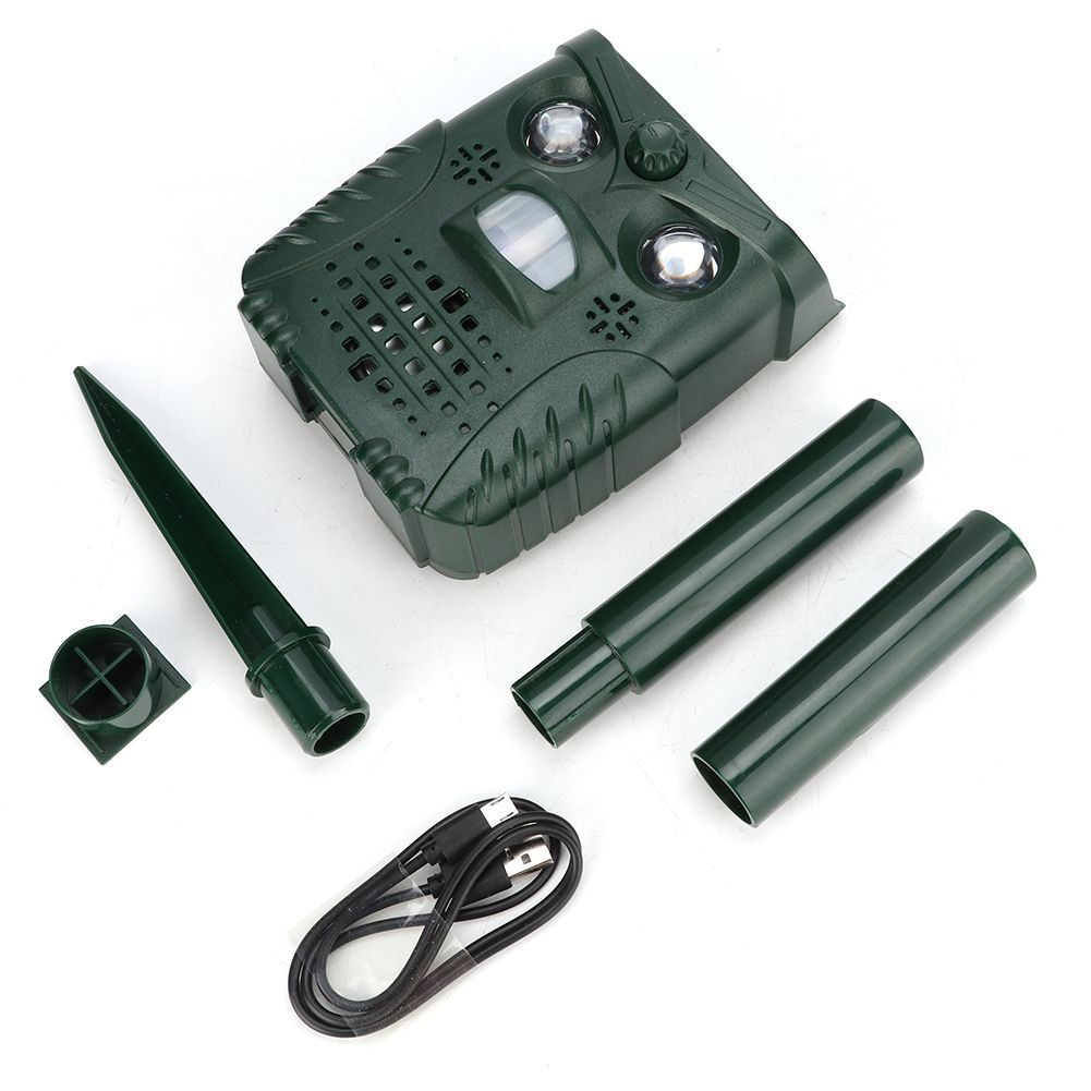 ABS Plastic Ultrasonic Sound White Light Flashing Solar Animal Repeller for view 2