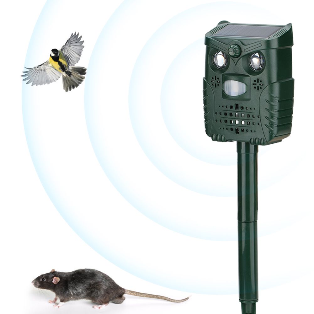 ABS Plastic Ultrasonic Sound White Light Flashing Solar Animal Repeller for view 6