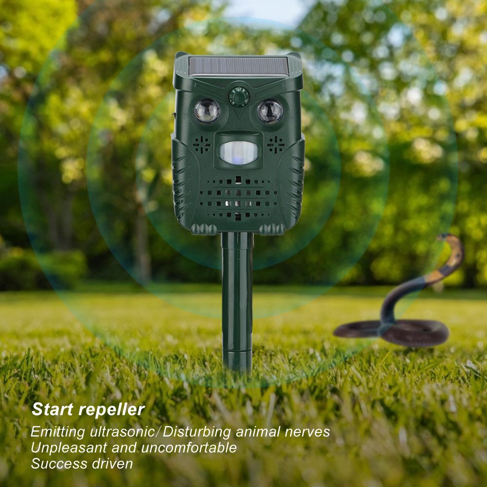ABS Plastic Ultrasonic Sound White Light Flashing Solar Animal Repeller for view 12