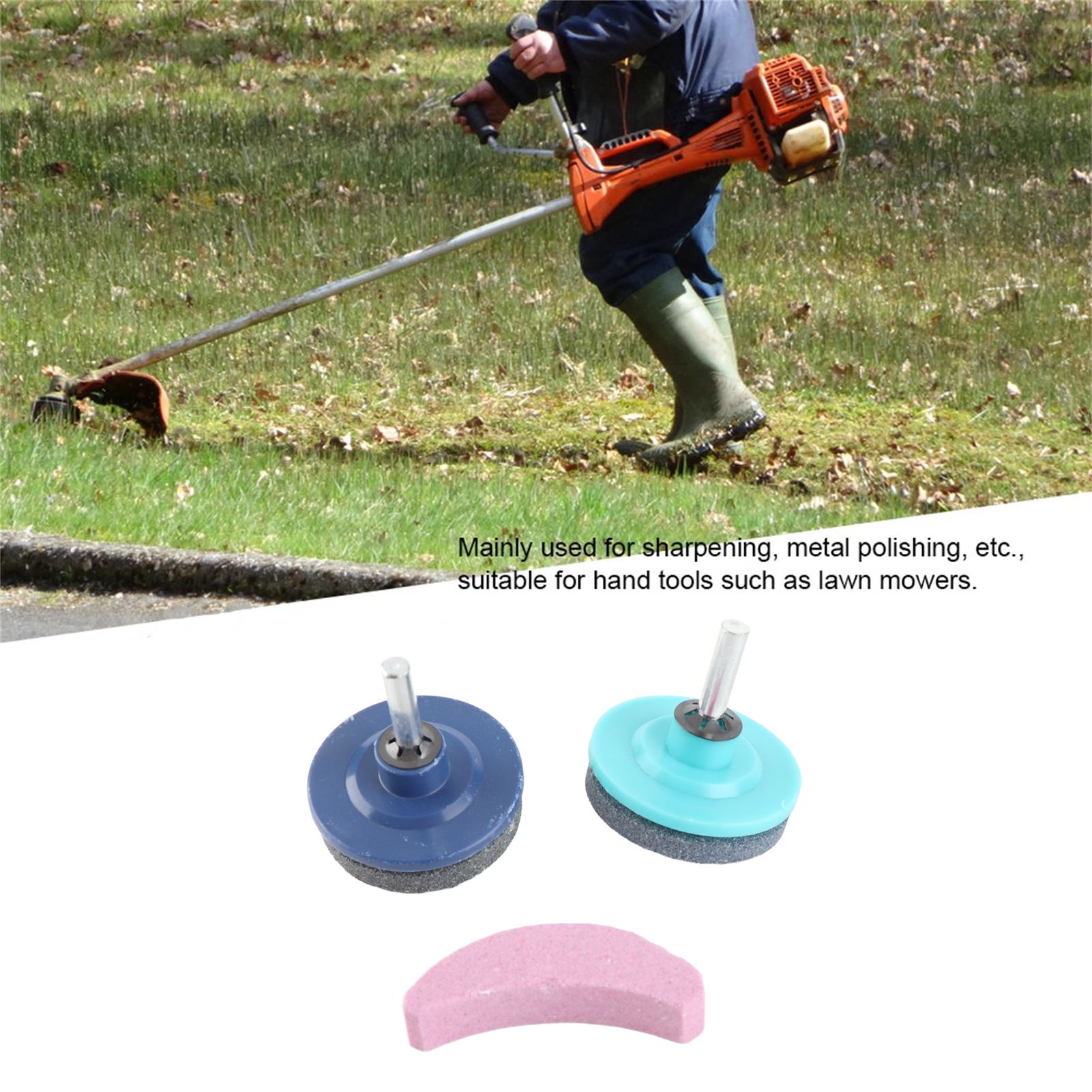 3Pcs/Set Universal Lawn Mower Trimmer Blade Sharpener Grinding Sharpening view 7