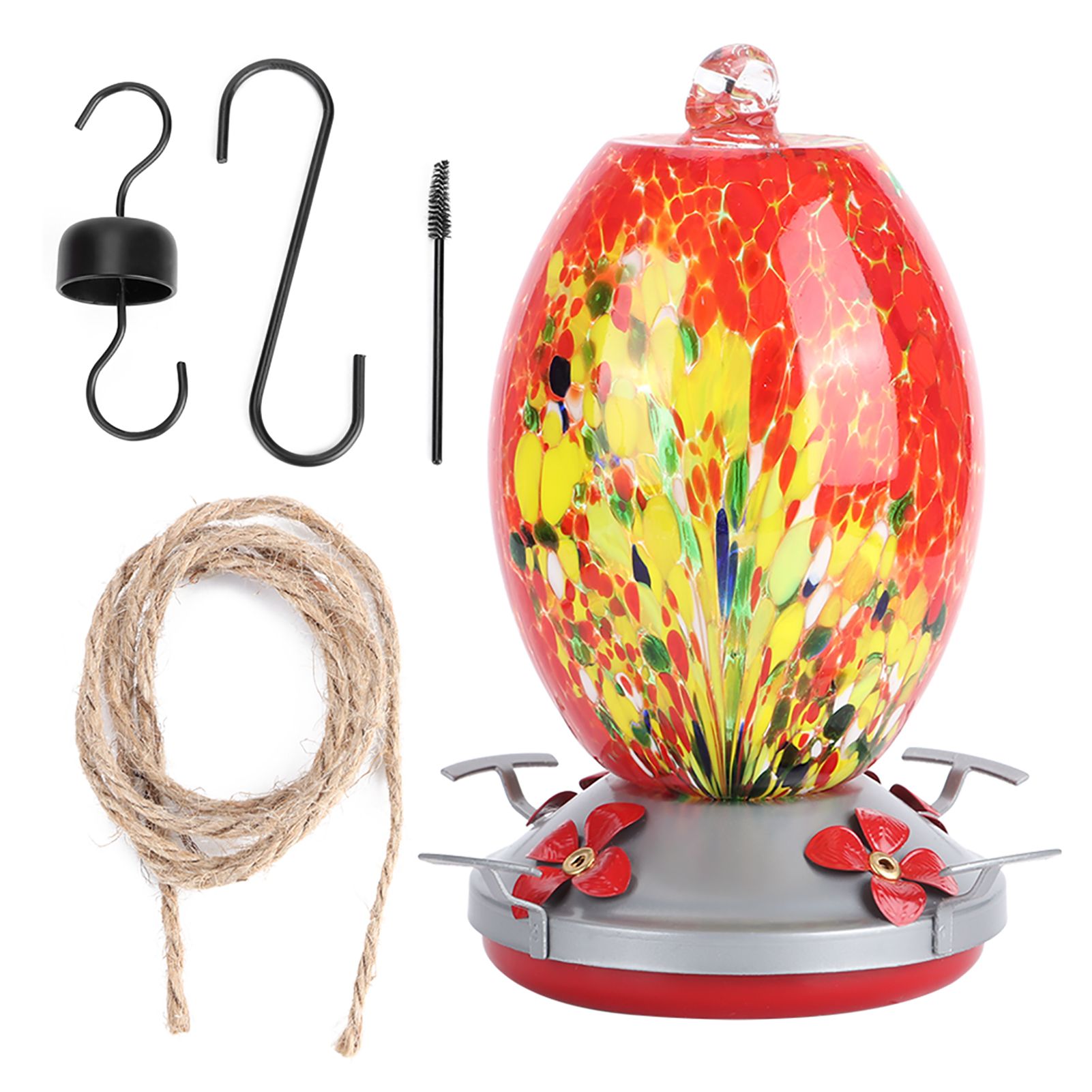 Hummingbirds Water Feeder Colorful Painting Glass Bird Feeding Tool for Garden view 11