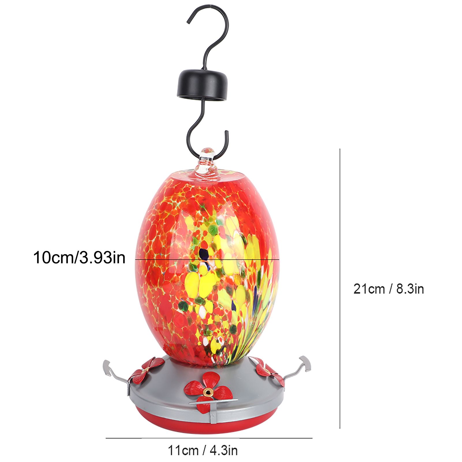 Hummingbirds Water Feeder Colorful Painting Glass Bird Feeding Tool for Garden view 12