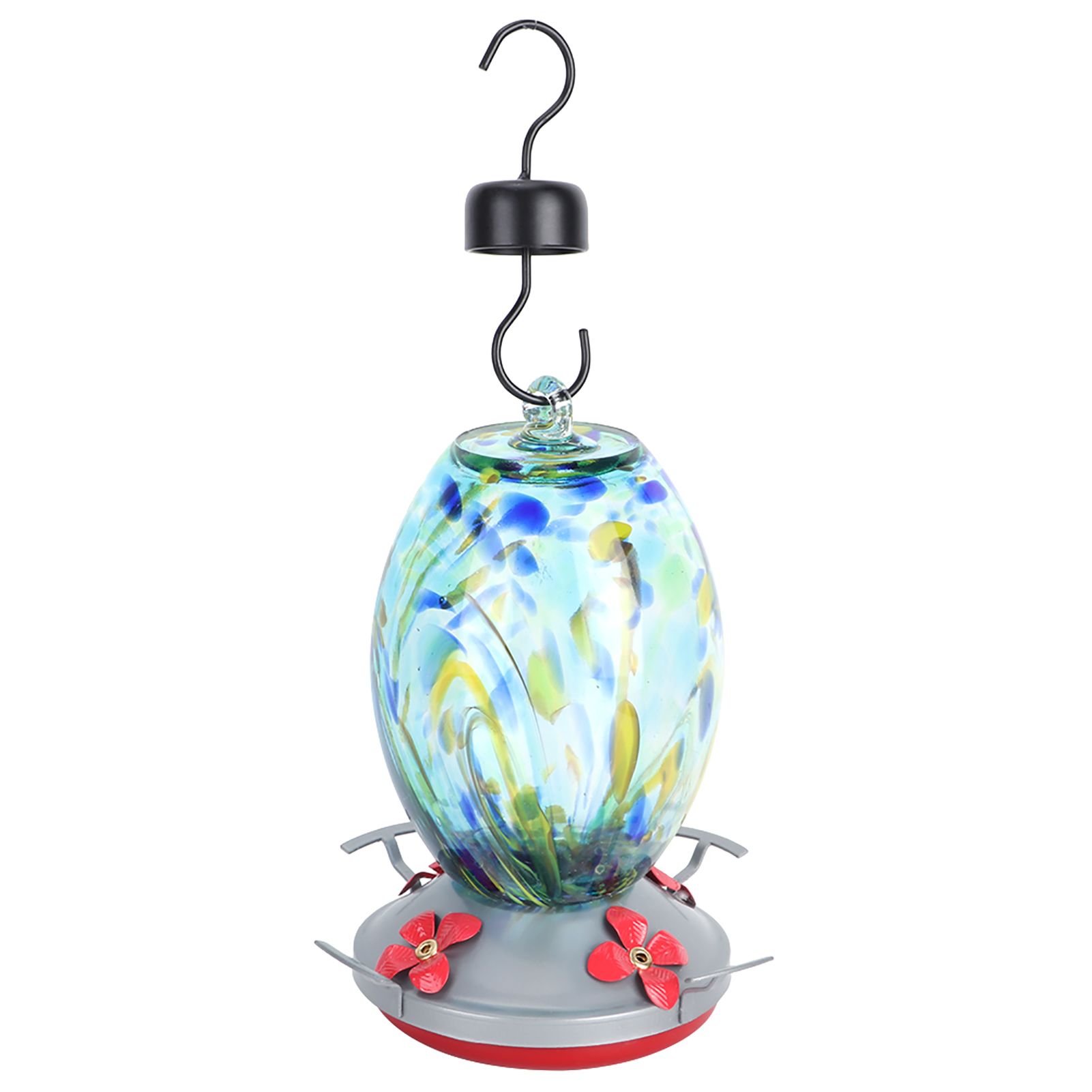 Hummingbirds Water Feeder Colorful Painting Glass Bird Feeding Tool for Garden view 7
