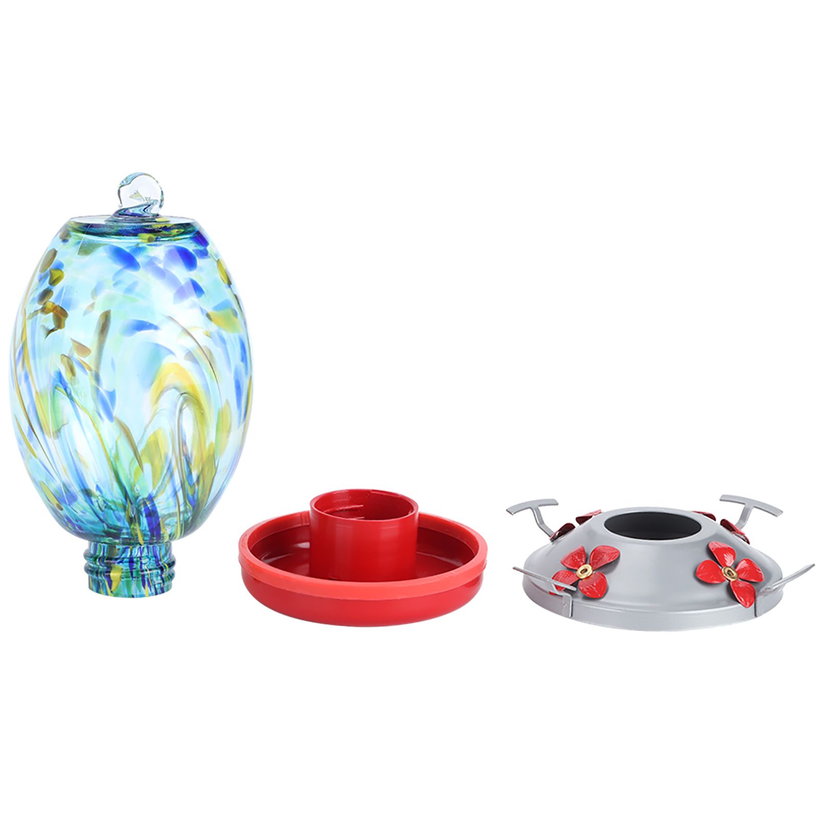Hummingbirds Water Feeder Colorful Painting Glass Bird Feeding Tool for Garden view 9