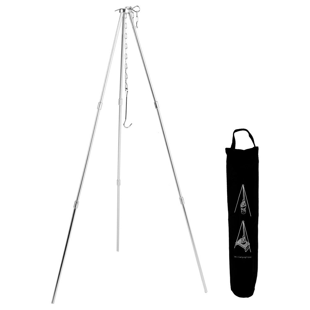 Portable Outdoor Cooking Tripod with Adjustable Hang Chain Hanging Pot Grill view 2