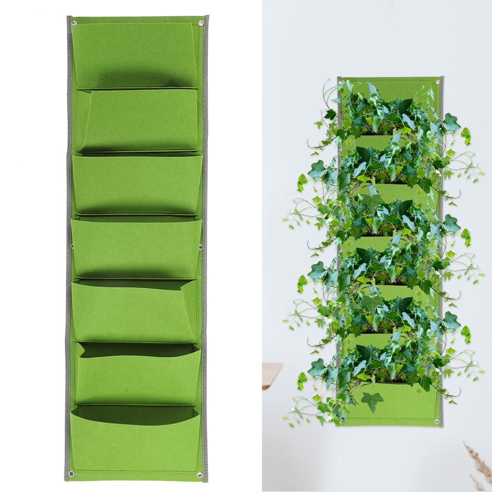7‑Pocket Vertical Felt Plant Bag Corrosion Resistant Breathable Wall Planter view 10