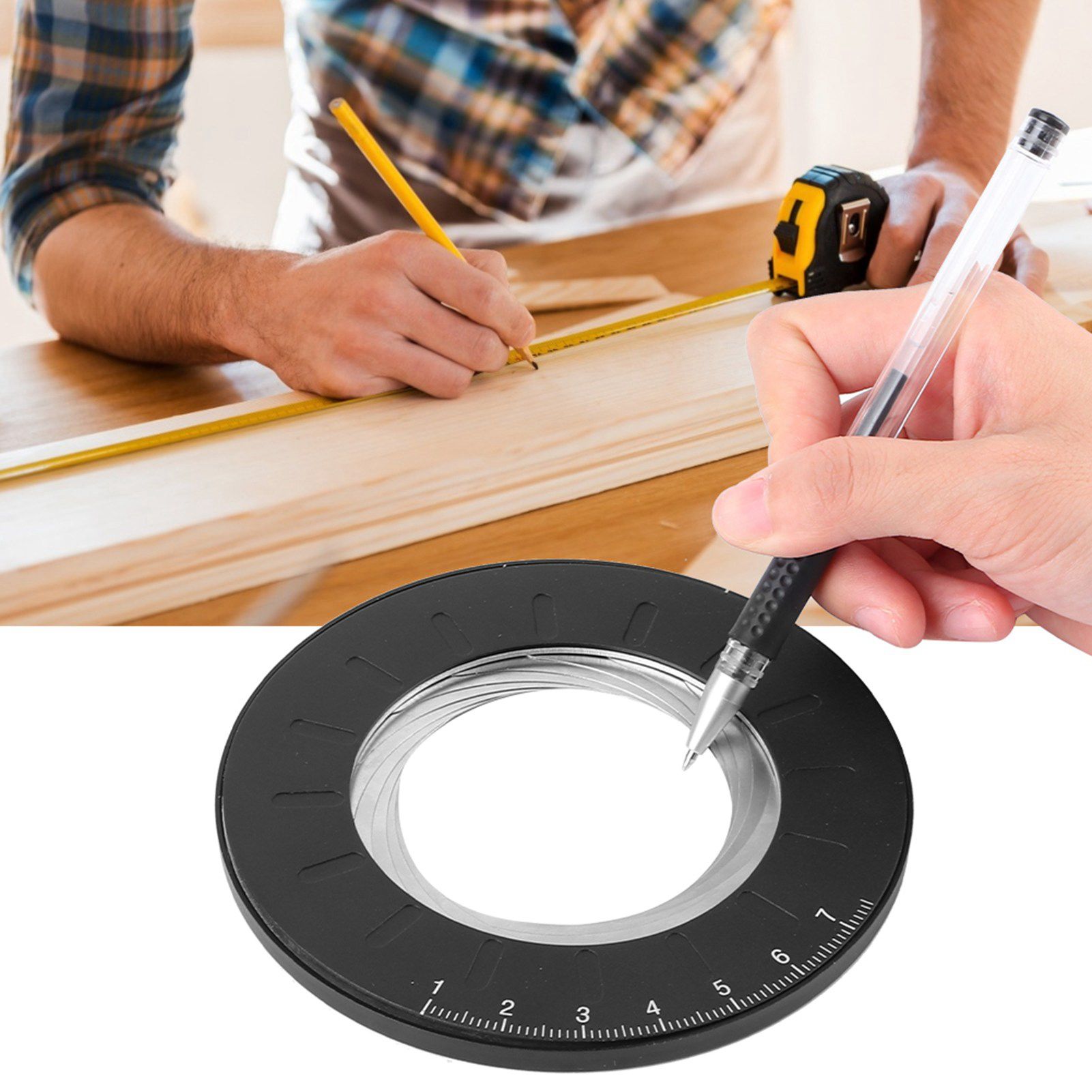 Round Circle Template Ruler Maker Tool Adjustable Measurement for Woodworking view 9