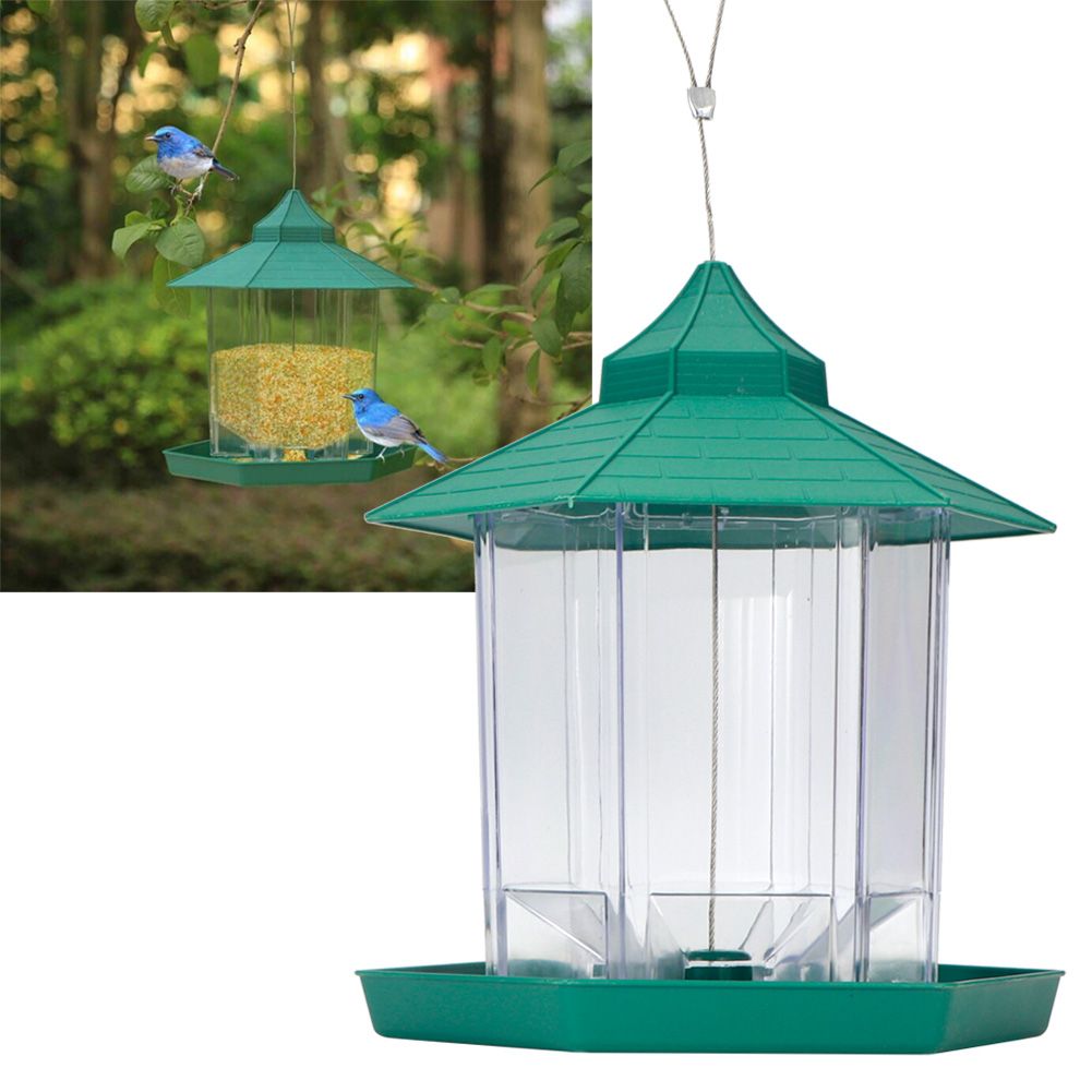 Waterproof Hanging Plastic Transparent Bird Feeder Feeding Tools for Outdoor view 9