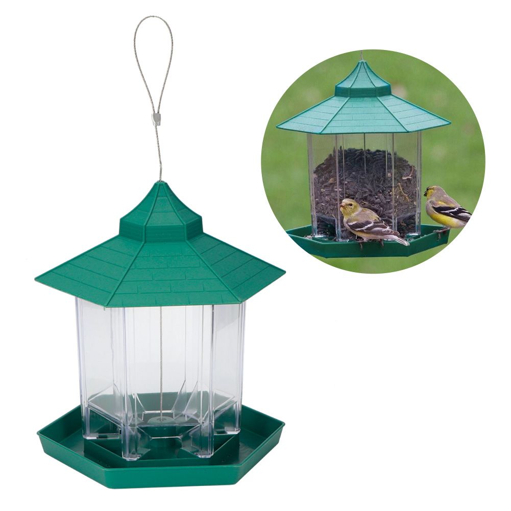 Waterproof Hanging Plastic Transparent Bird Feeder Feeding Tools for Outdoor view 10