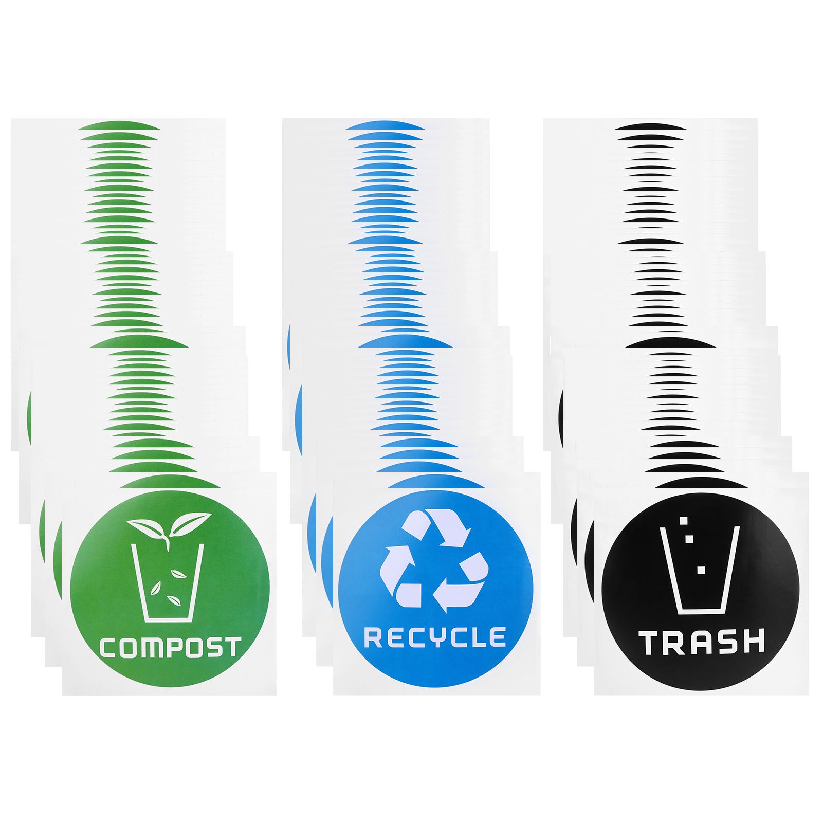 60Pcs/Set Round Recycle Trash Compost Sticker Decal for Trash Cans Garbage view 2