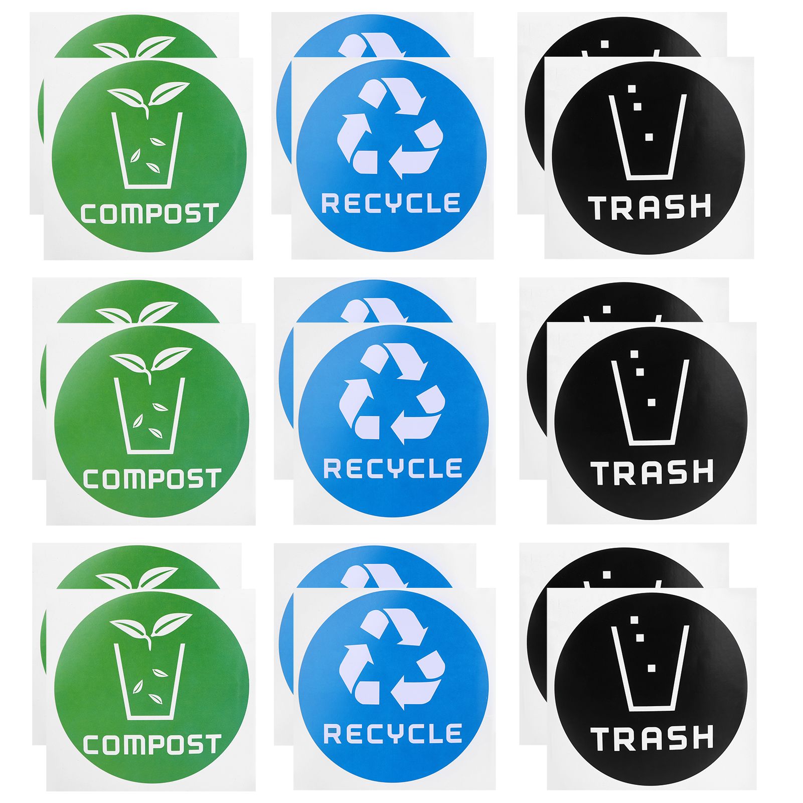 60Pcs/Set Round Recycle Trash Compost Sticker Decal for Trash Cans Garbage view 5