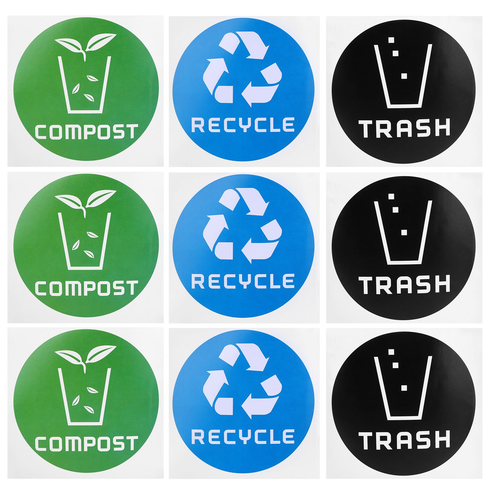 60Pcs/Set Round Recycle Trash Compost Sticker Decal for Trash Cans Garbage view 6