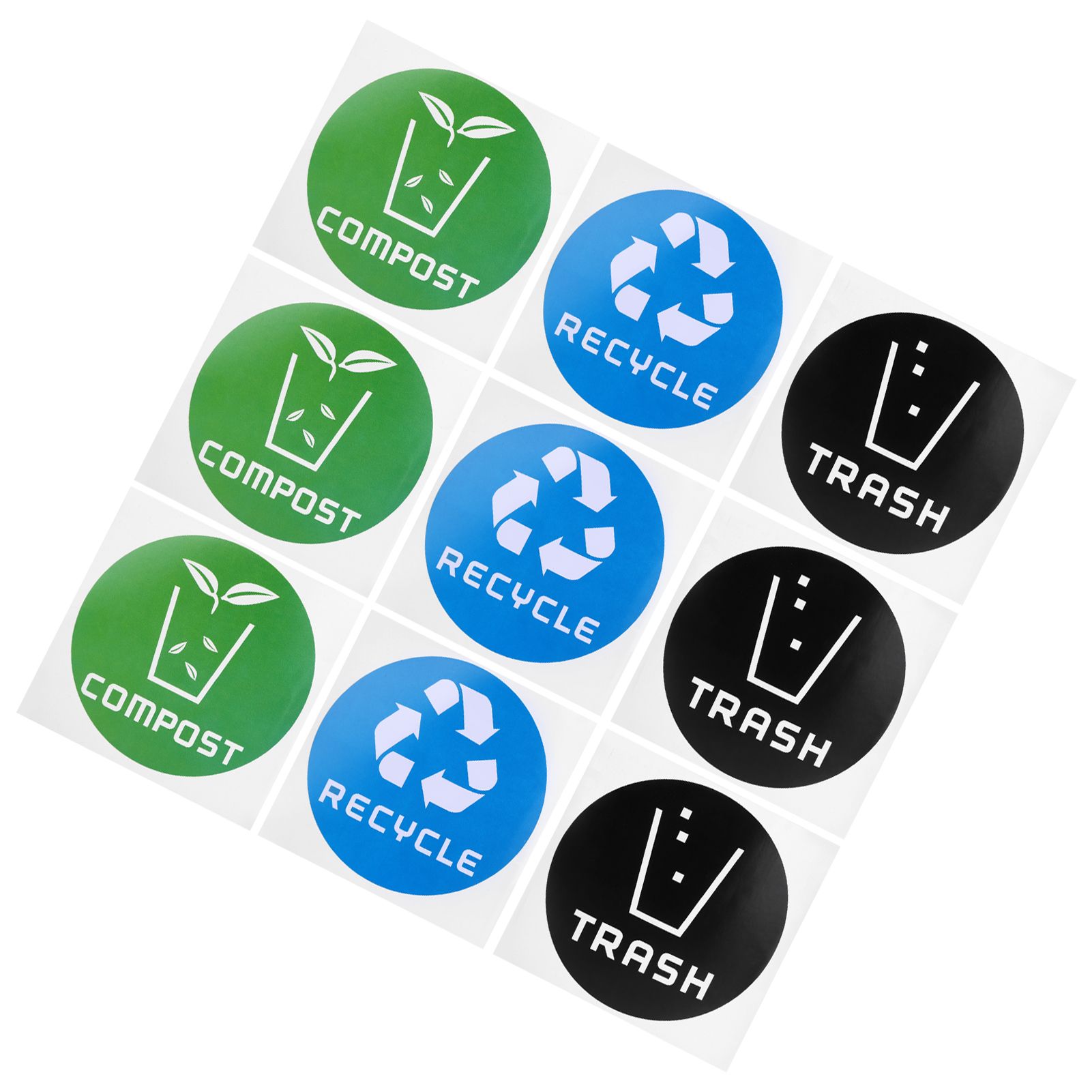 60Pcs/Set Round Recycle Trash Compost Sticker Decal for Trash Cans Garbage view 7