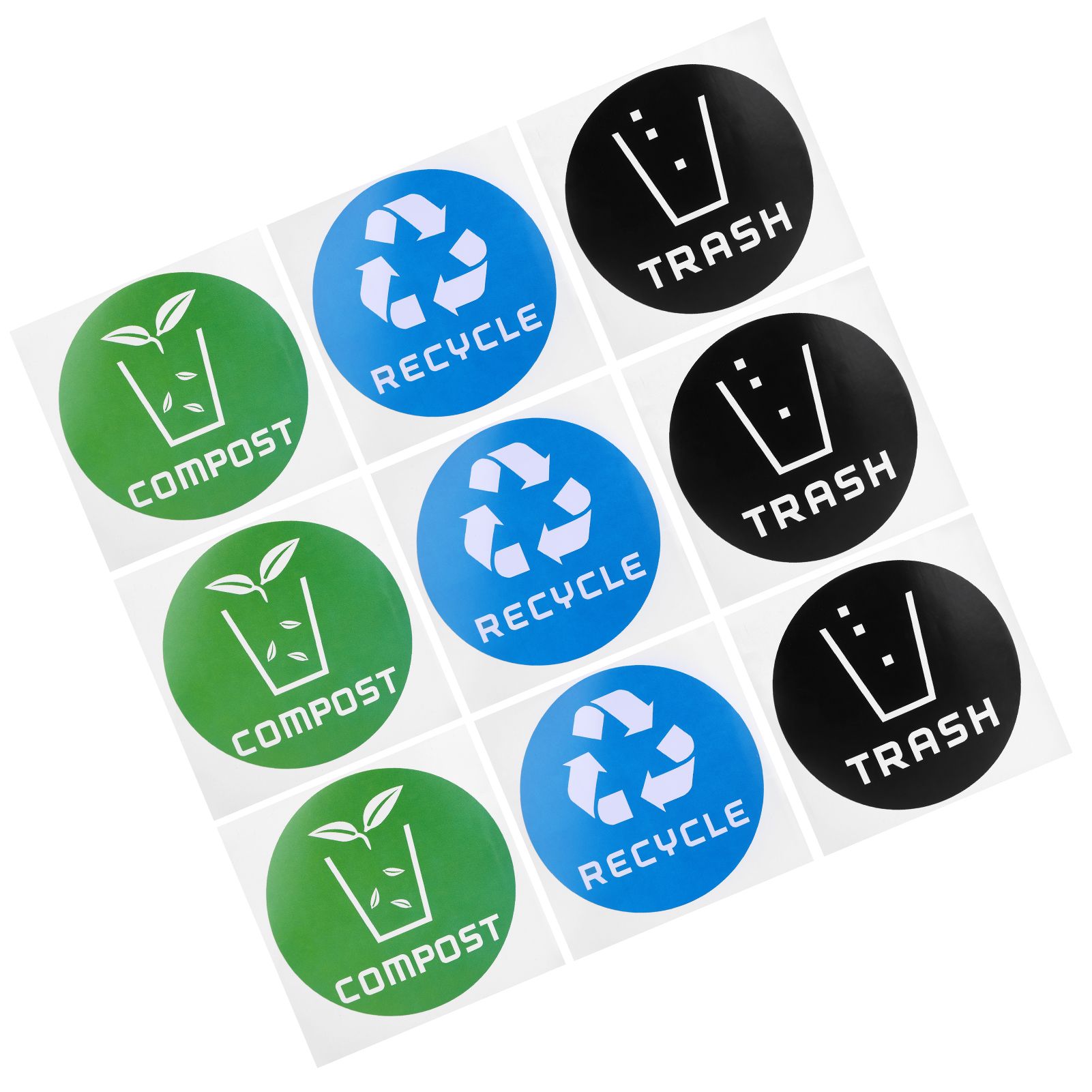 60Pcs/Set Round Recycle Trash Compost Sticker Decal for Trash Cans Garbage view 8