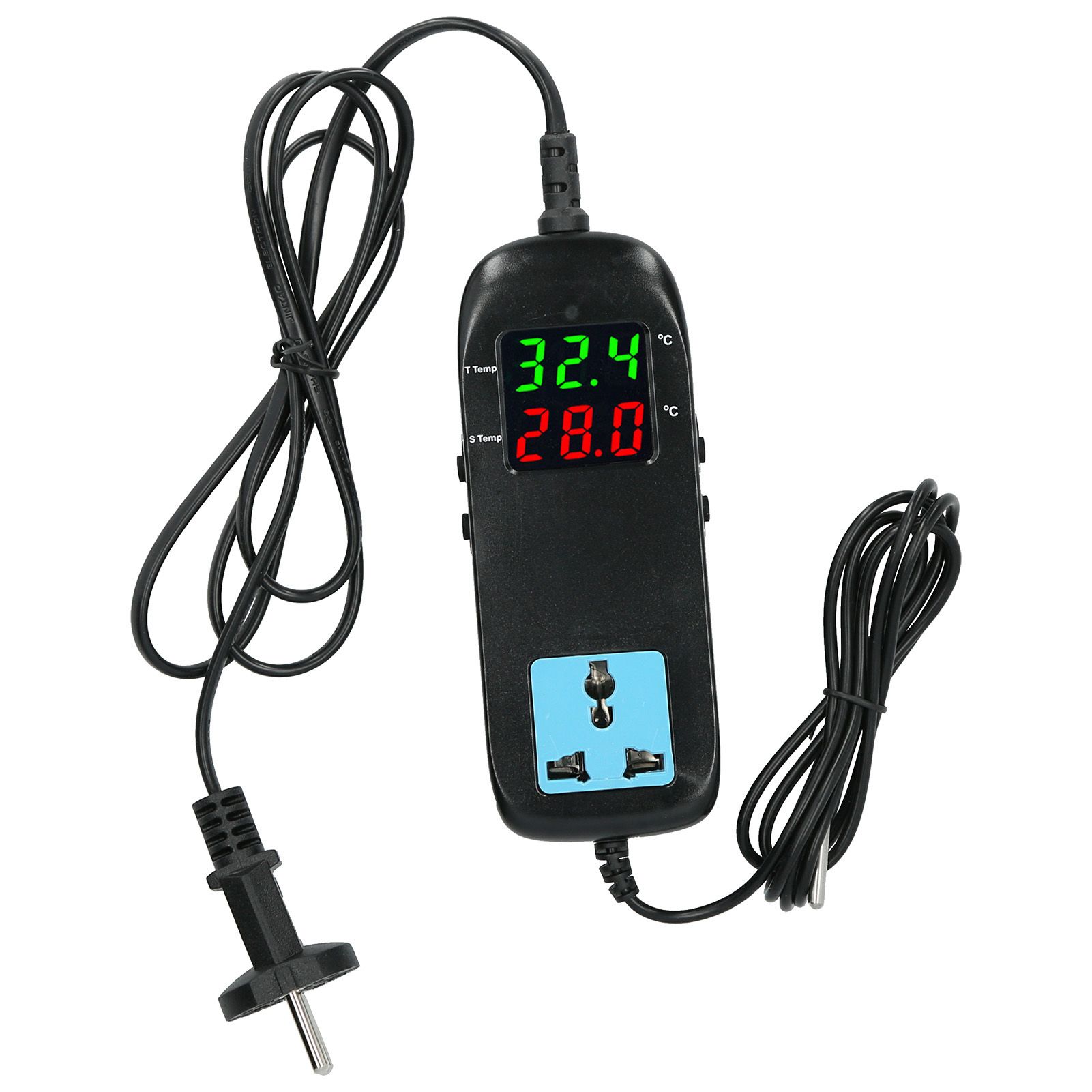 Electronic Thermostat Temperature Controller Dual LED Display with Power Cord view 2