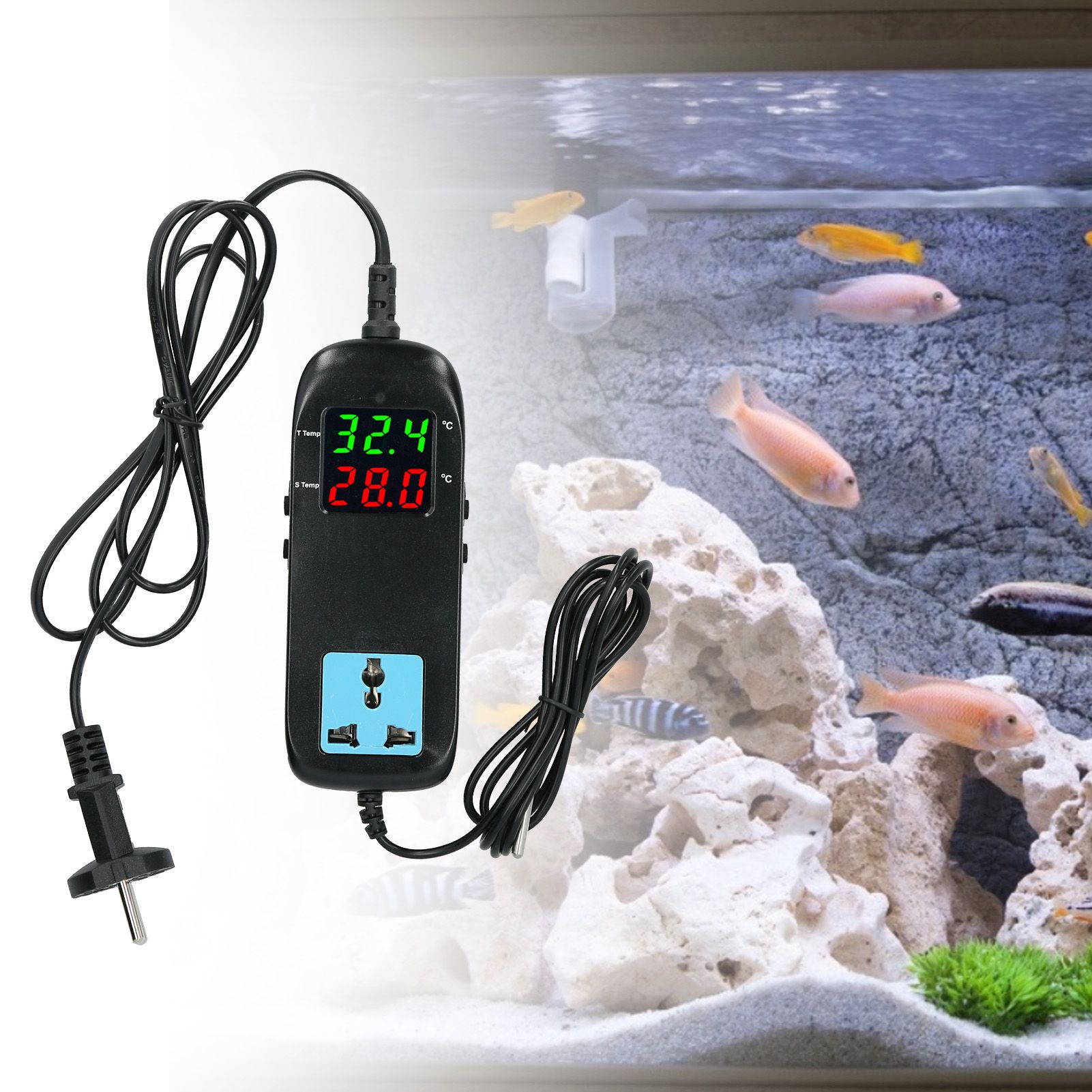 Electronic Thermostat Temperature Controller Dual LED Display with Power Cord view 9