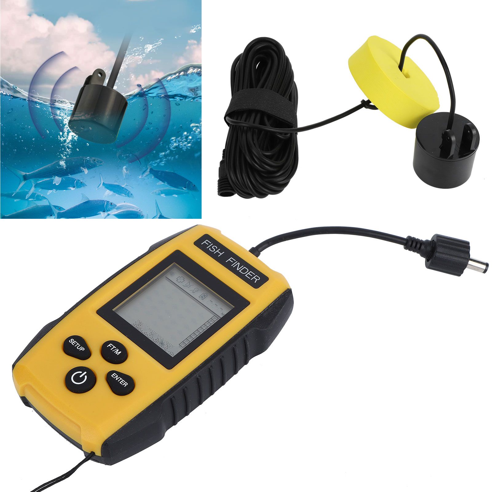 Portable HandHeld Wired Sonar Sensor Ultrasonic Fish Finder Detector Fishing view 9