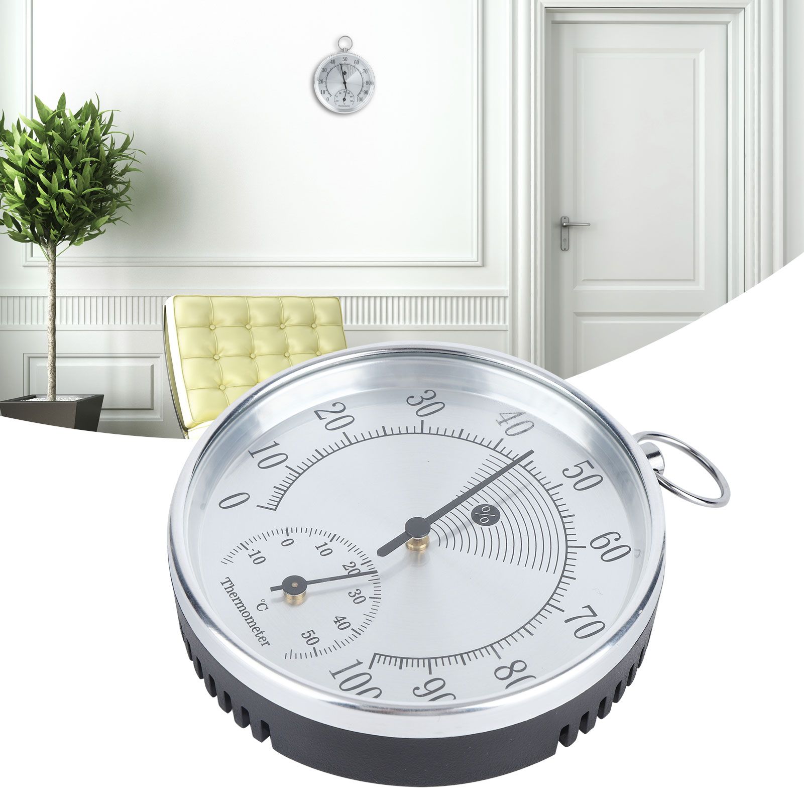 10cm Thermometer Hygrometer with Hanging Ring for Indoor Home Warehouse Office view 9