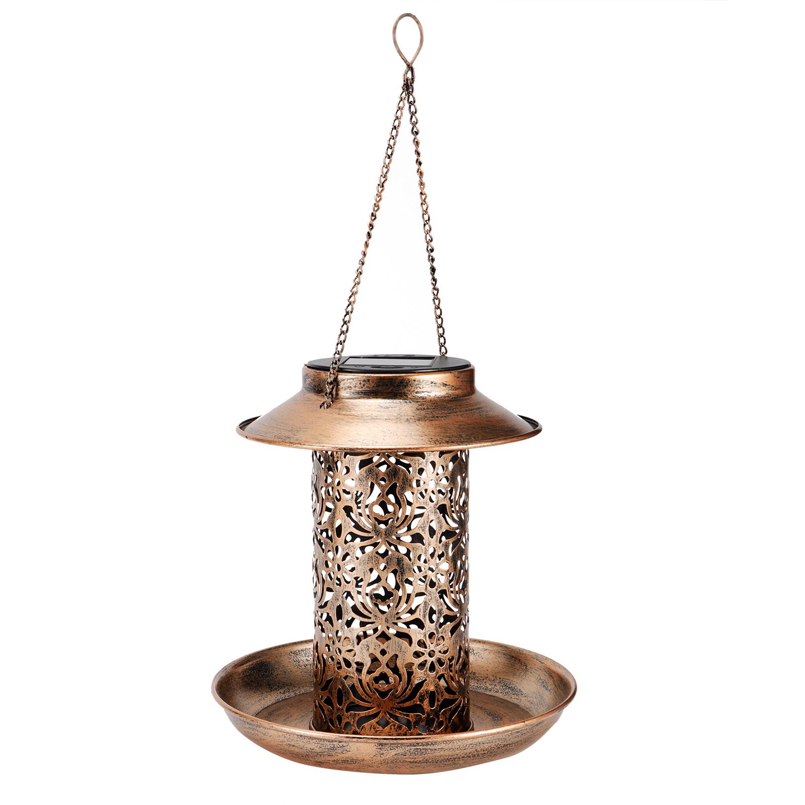 Solar Bird Feeder Solar Powered Garden Light Portable Hanging Hollow Out