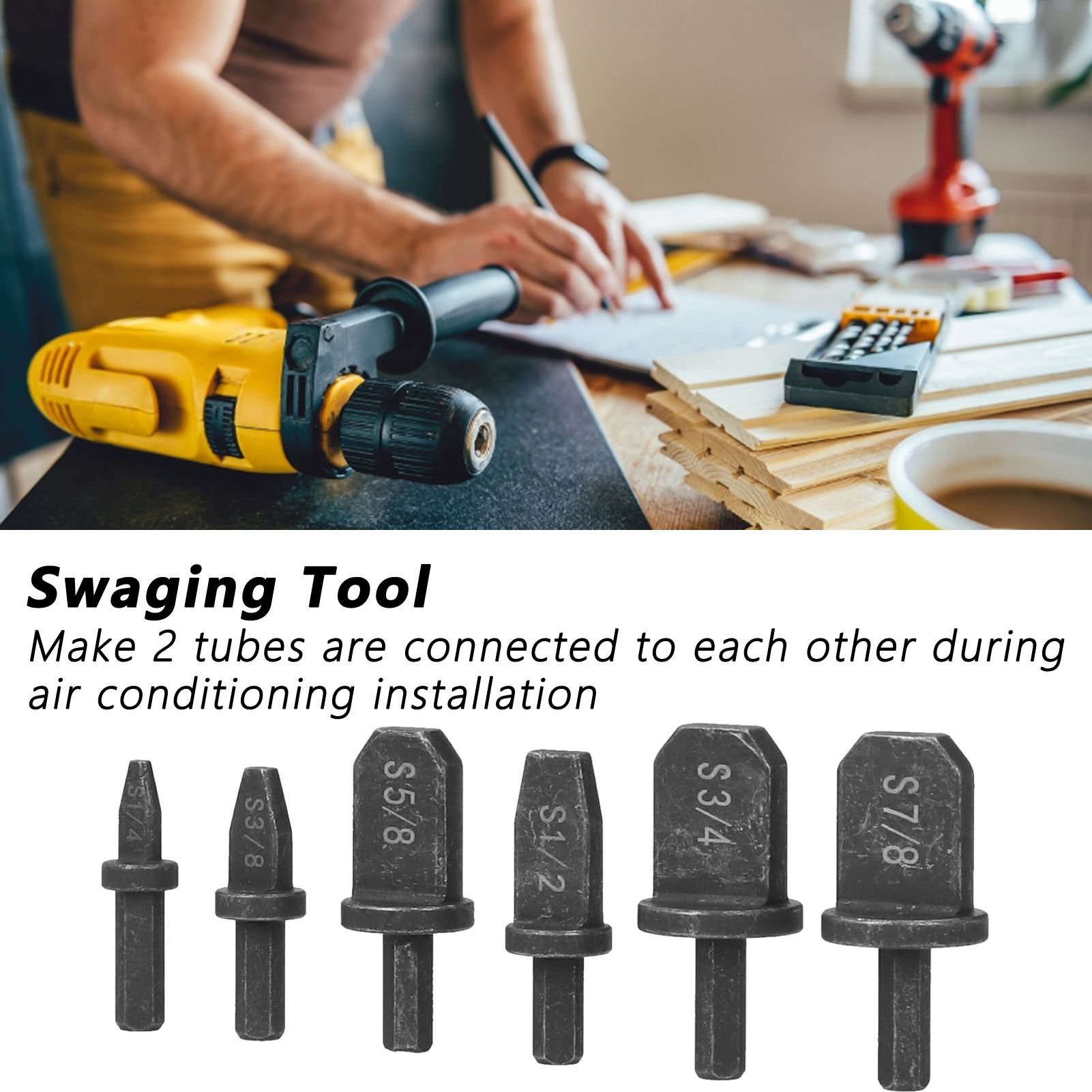 6Pcs/Set Electric Drill Pipe Expander Air Conditioner Swaging Tools Repairing Kit view 12