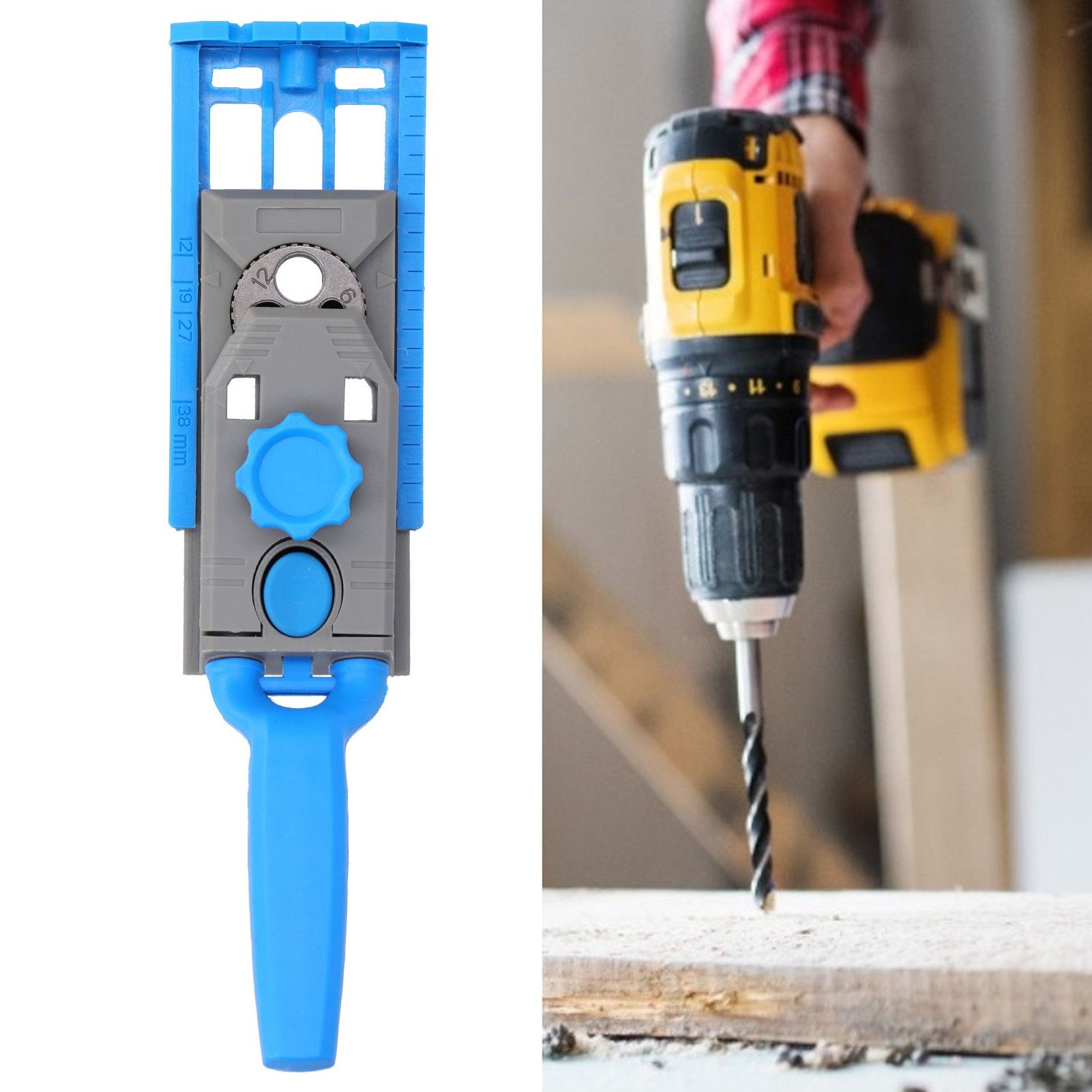 Pocket Hole Jig Kit Drill Guide Wood Doweling Clamping Tools Woodworking Hole view 10